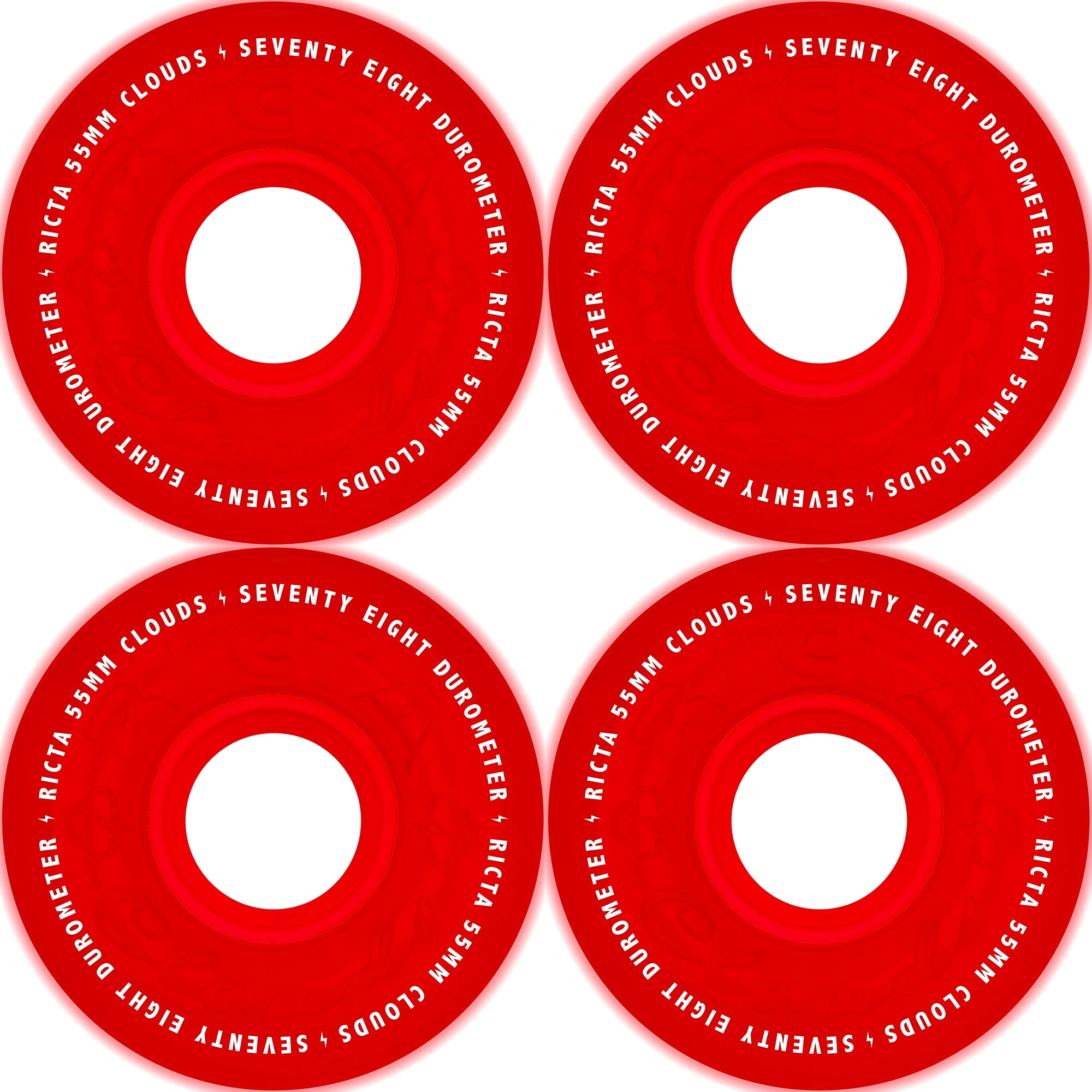 Ricta Clouds Red Glow In The Dark 78a Skateboard Wheels 55mm