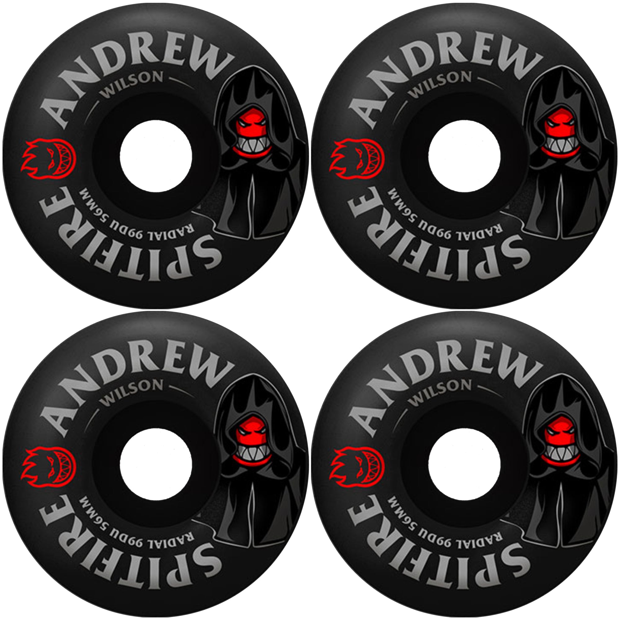Spitfire Andrew Wilson Burn Squad Formula Four Radials 99du Black Skateboard Wheels 56mm