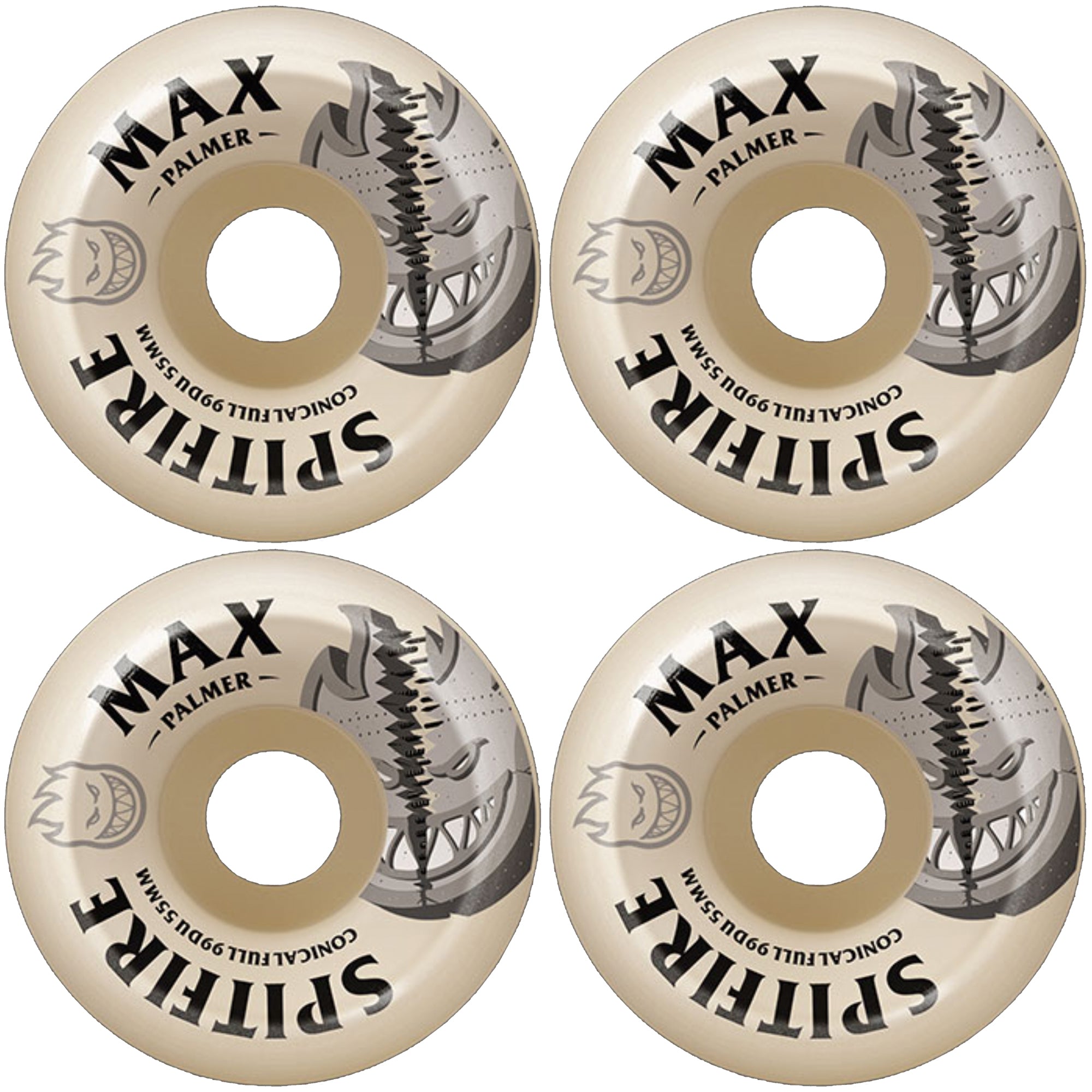 Spitfire Max Palmer Burn Squad Formula Four Conical Full 99du Natural Skateboard Wheels 55mm