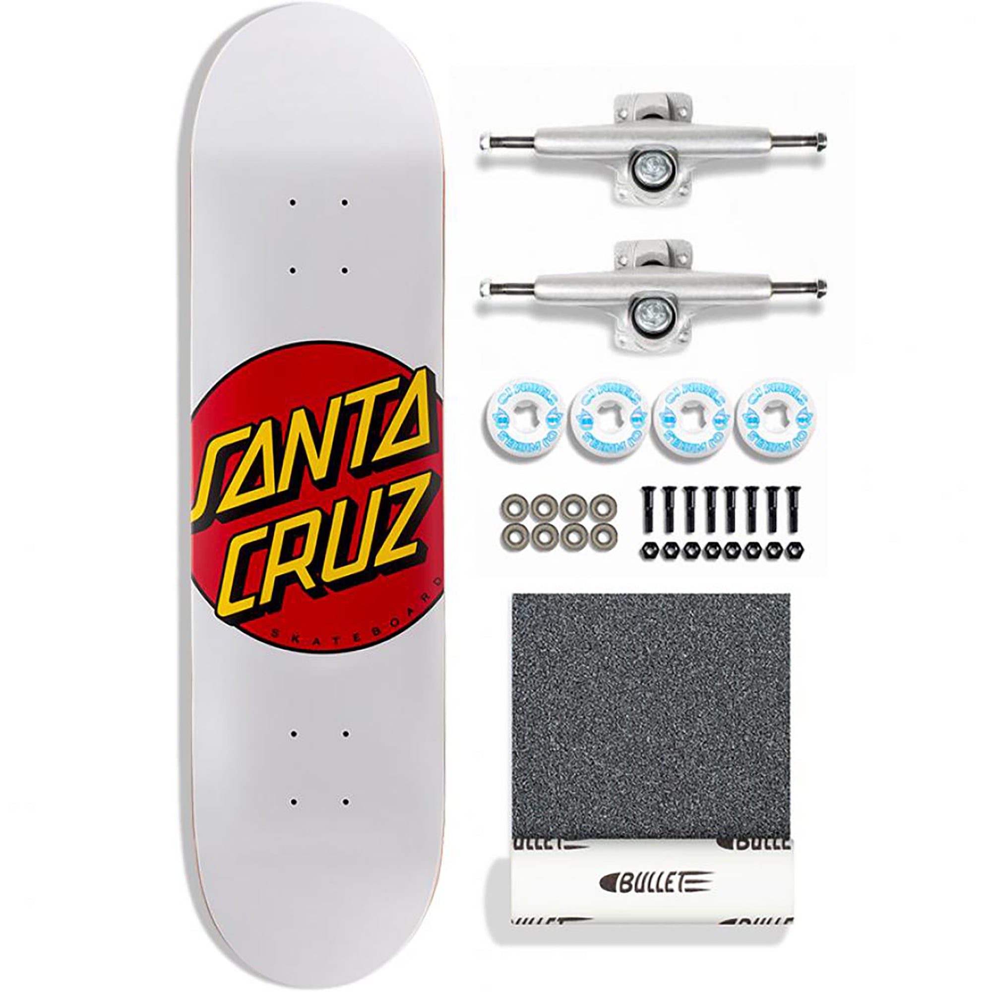 Santa Cruz Classic Dot Complete Skateboard Kit with Ricta White 8"