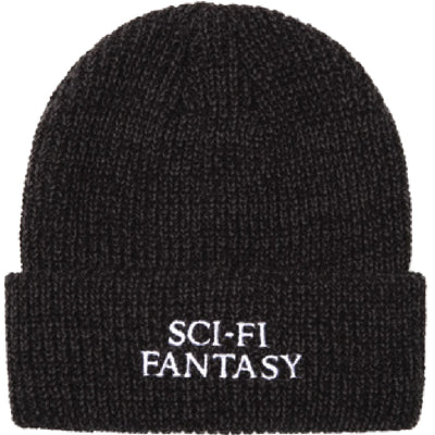 Sci-Fi Fantasy Mixed Yarn Logo Beanie Black/Grey