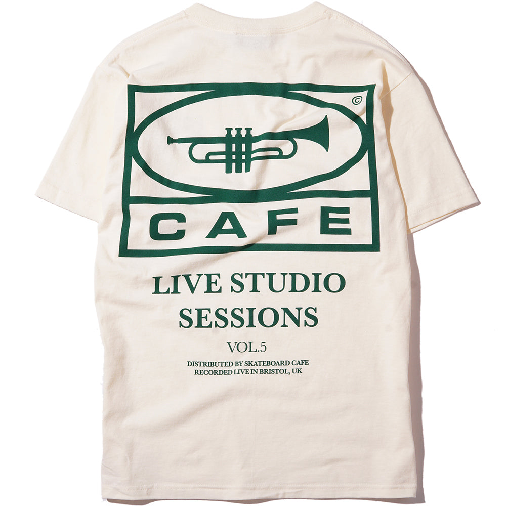 Skateboard Cafe 45 Tee Cream/Forest Green