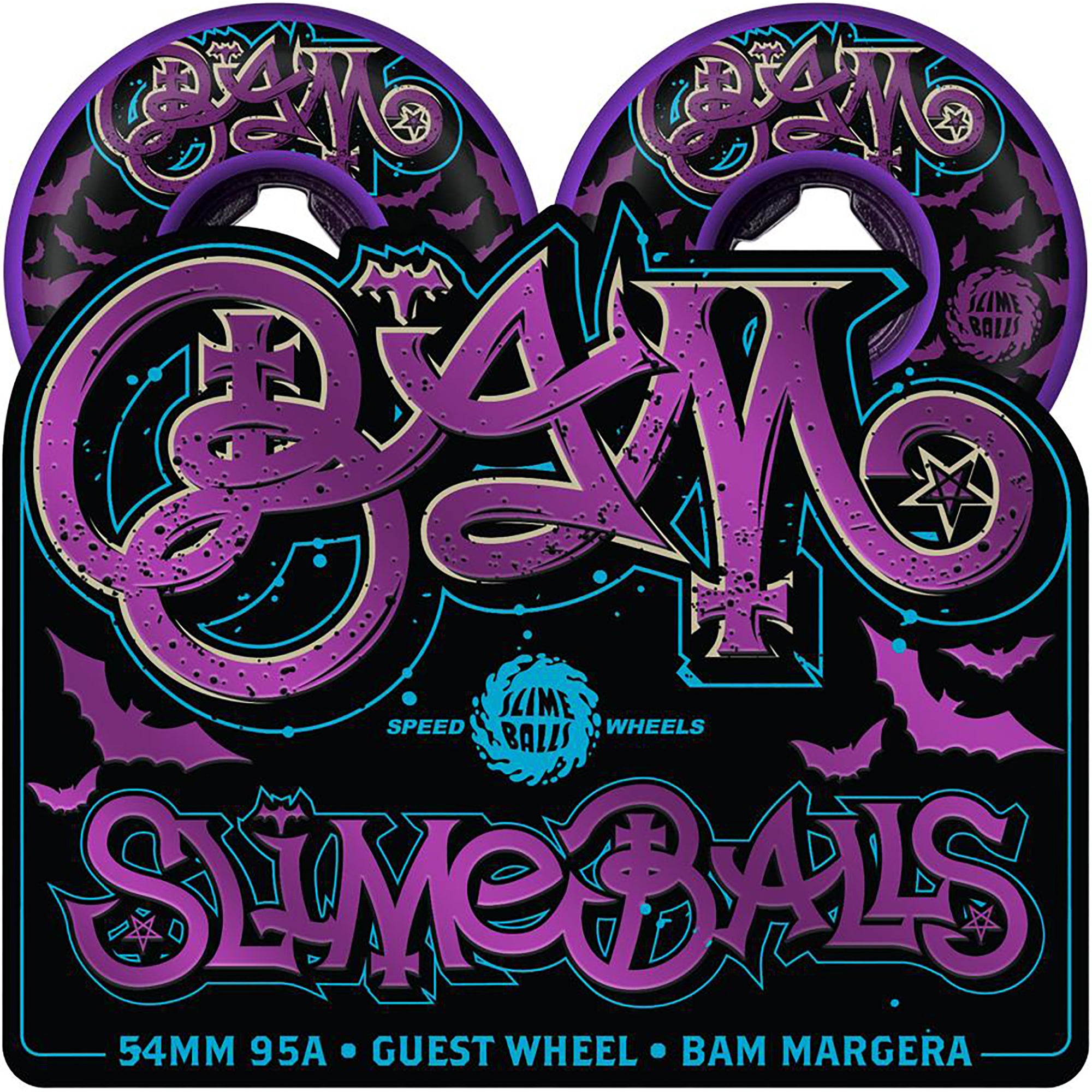 Slime Balls Bam Margera Guest Hardline 95a Skateboard Wheels 54mm