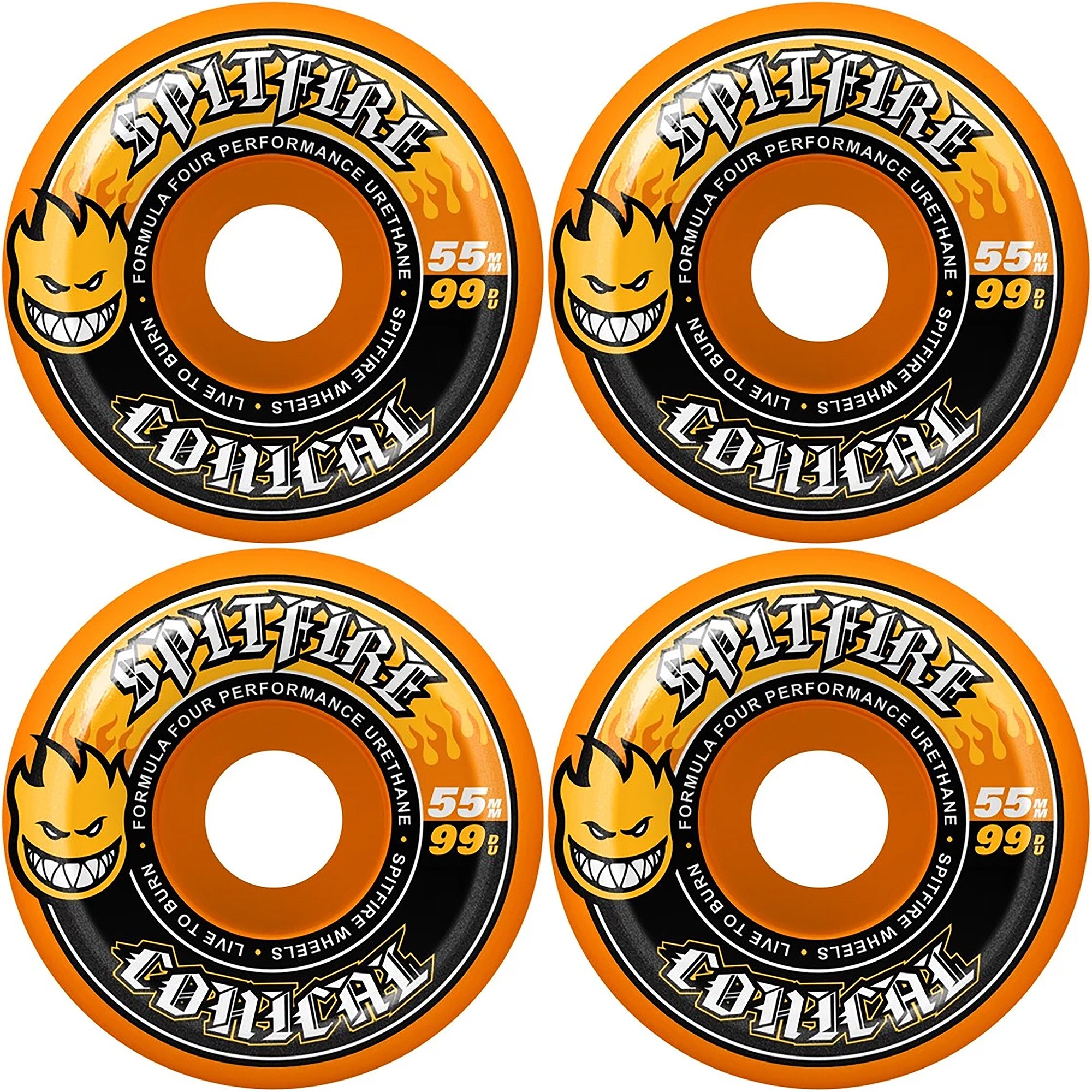 Spitfire Formula Four Conical 99du Orange Skateboard Wheels 55mm