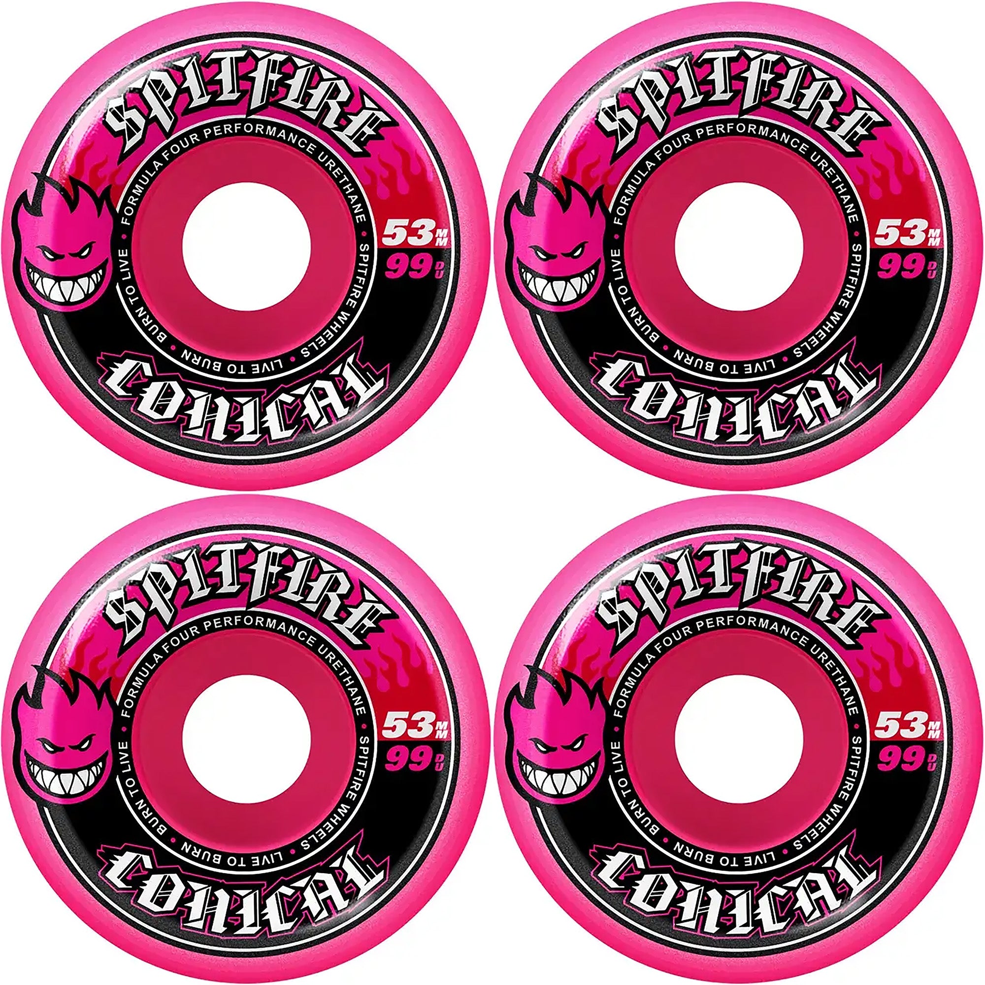 Spitfire Formula Four Conical 99du Pink Skateboard Wheels 53mm