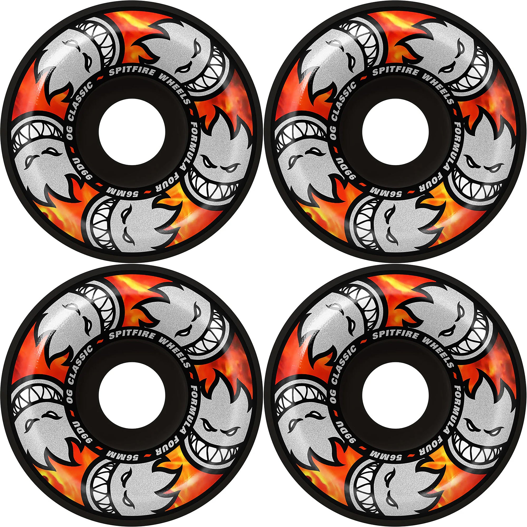 Spitfire Formula Four Multiball OG Classics 99du Black Skateboard Wheels 56mm