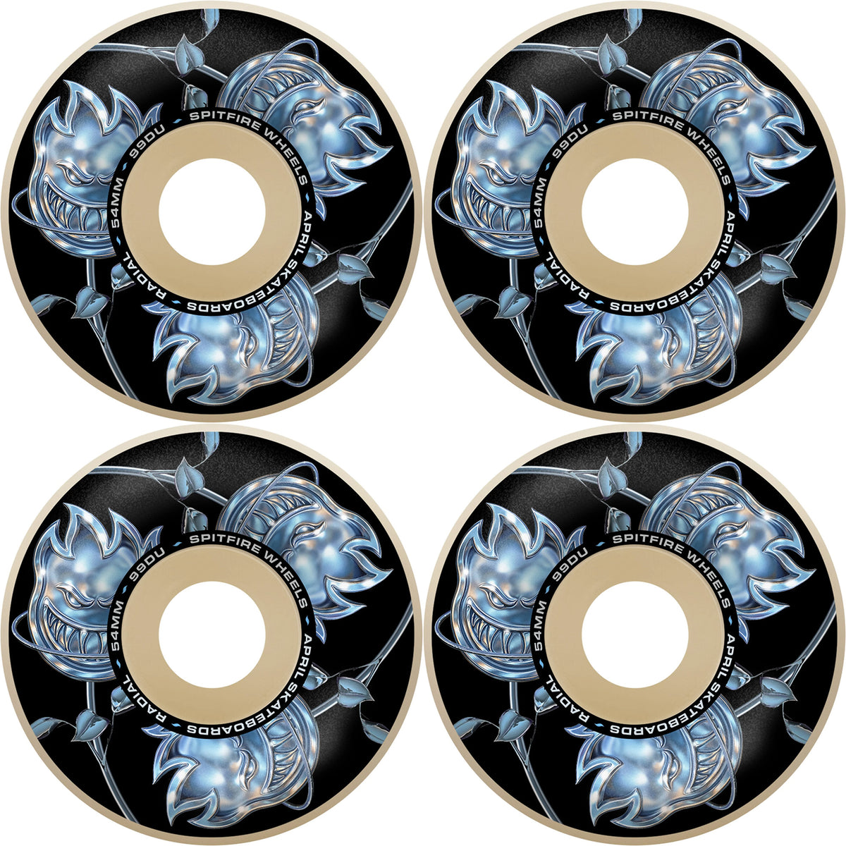 Spitfire x April Chrome Rose Bighead Formula Four Radials 99du Skateboard Wheels 54mm