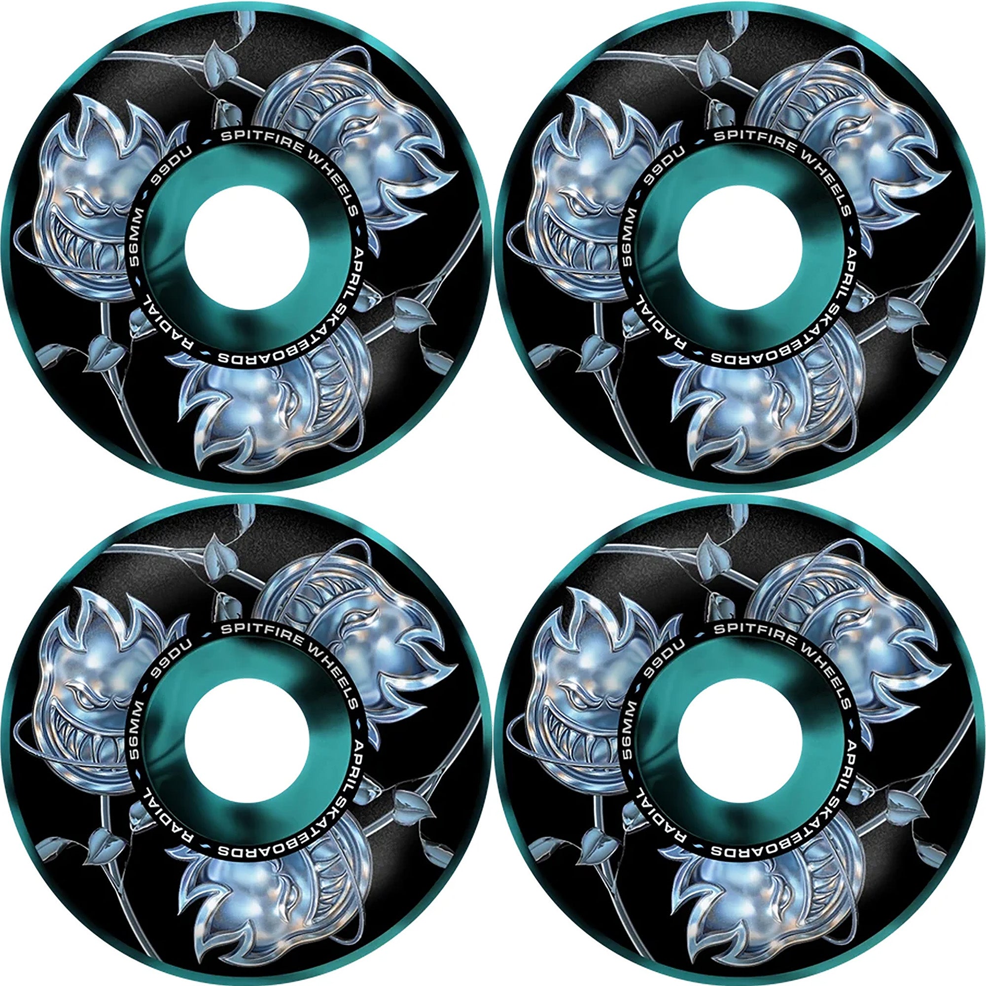 Spitfire x April Chrome Rose Bighead Formula Four Radials 99du Skateboard Wheels 56mm