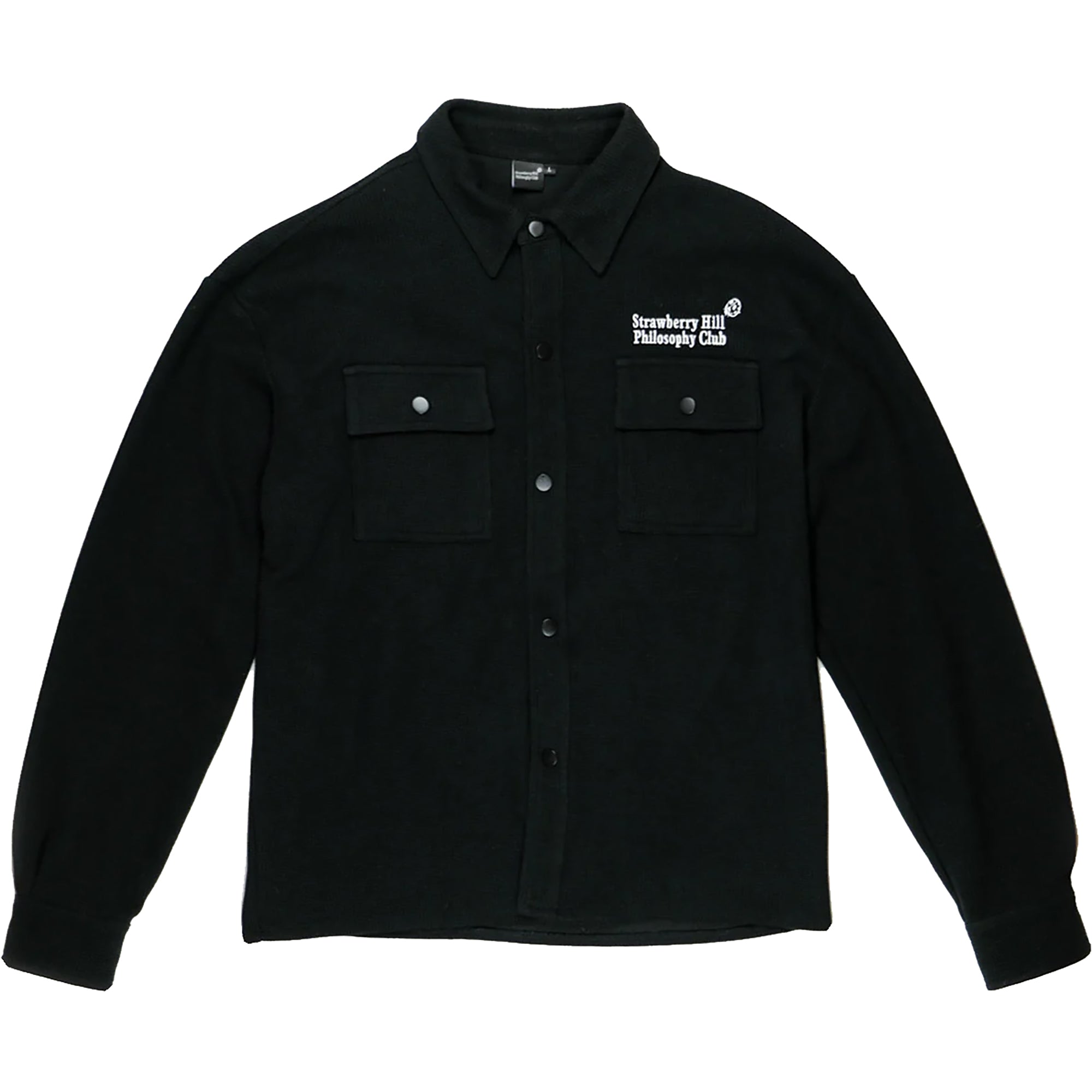 Strawberry Hill Philosophy Club Waffle Knit Button Up Shirt Black