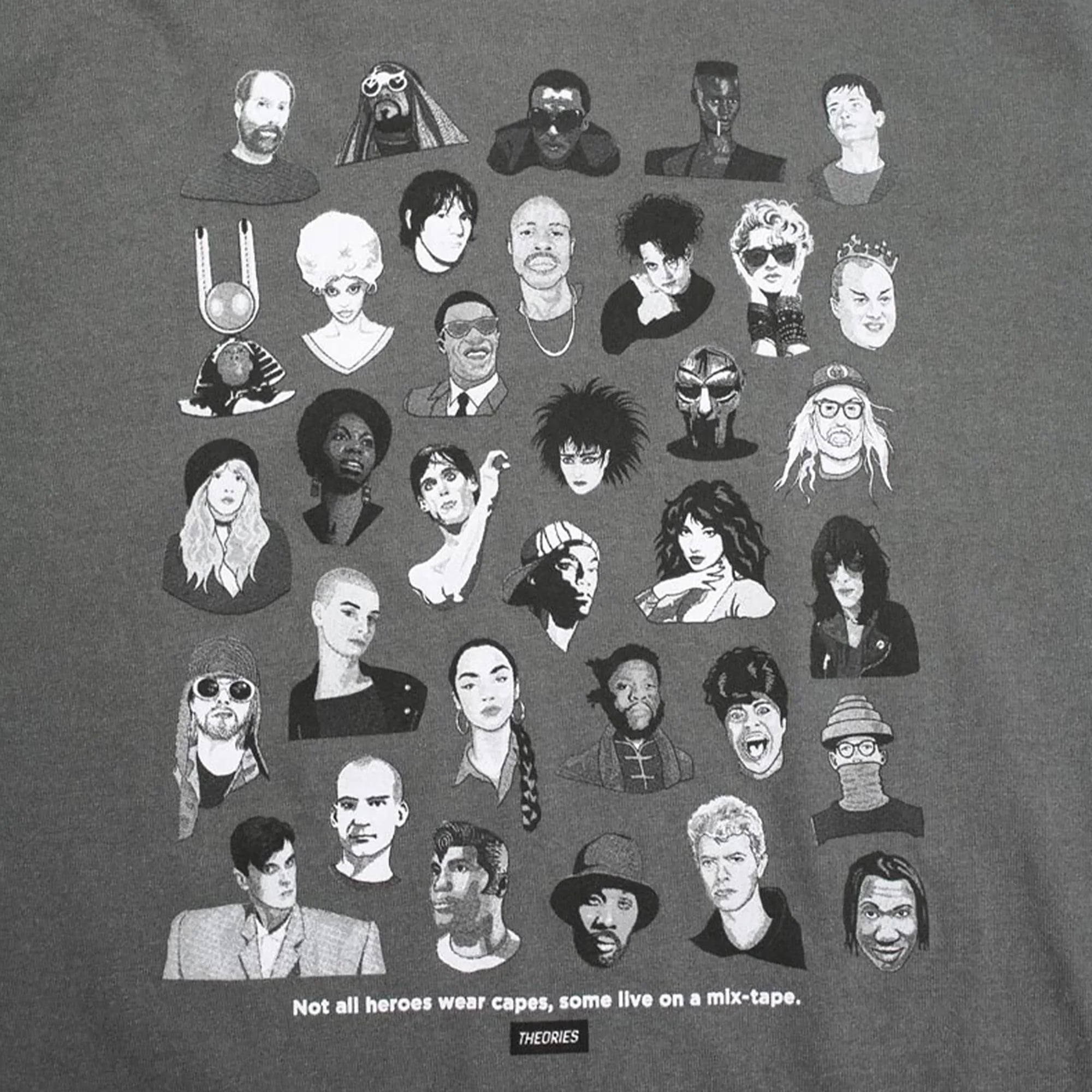 Theories Mixtape Tee Garment Dyed Faded Black