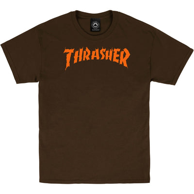 Thrasher Burn It Down T Shirt Dark Chocolate