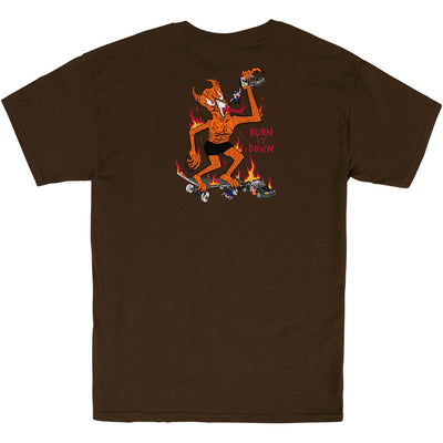 Thrasher Burn It Down T Shirt Dark Chocolate