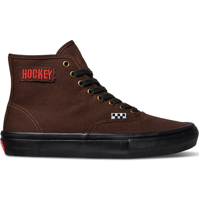 Vans x Hockey Skate Authentic High Shoes Brown Snake Skin
