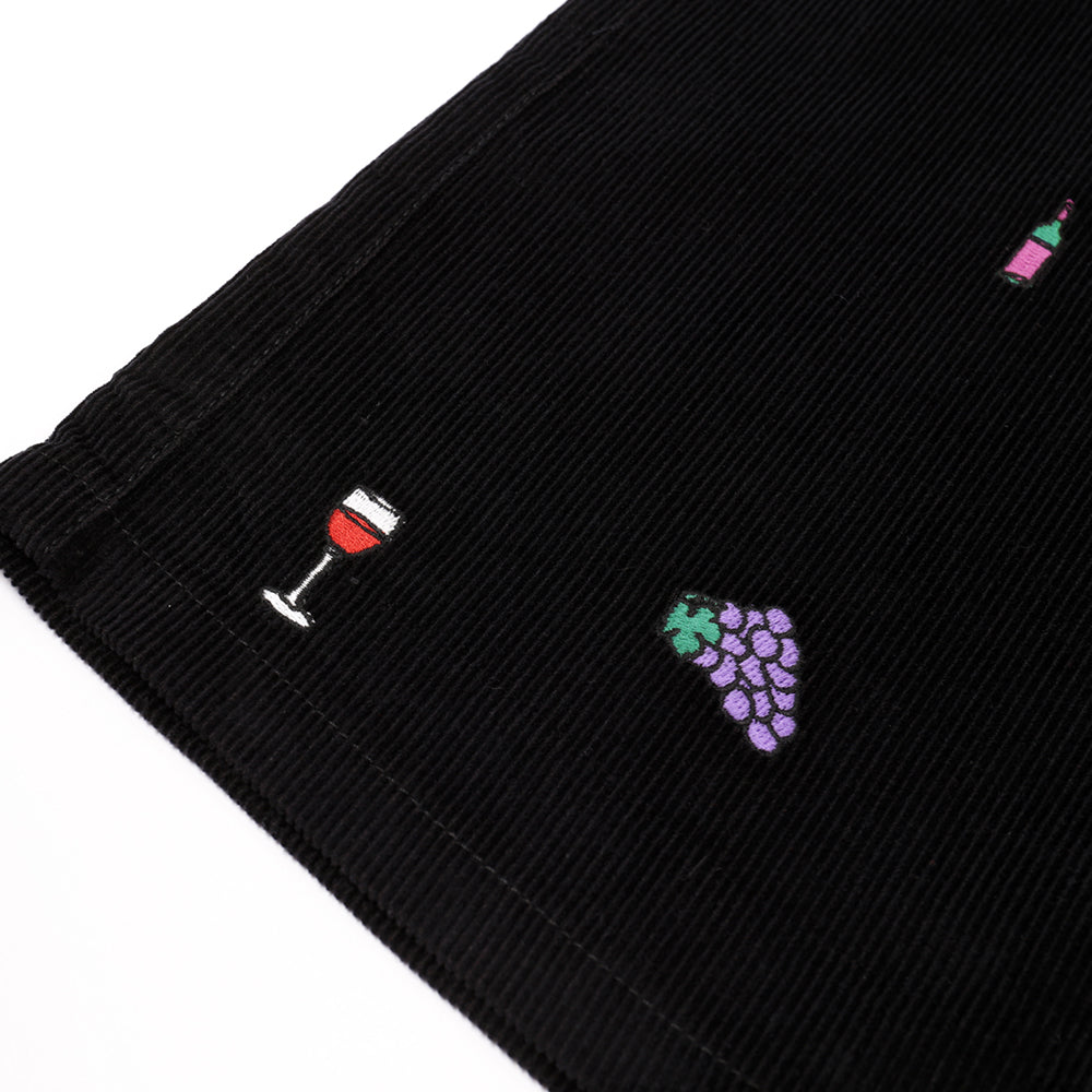 Skateboard Cafe Vino Corduroy Embroidered Shorts Black