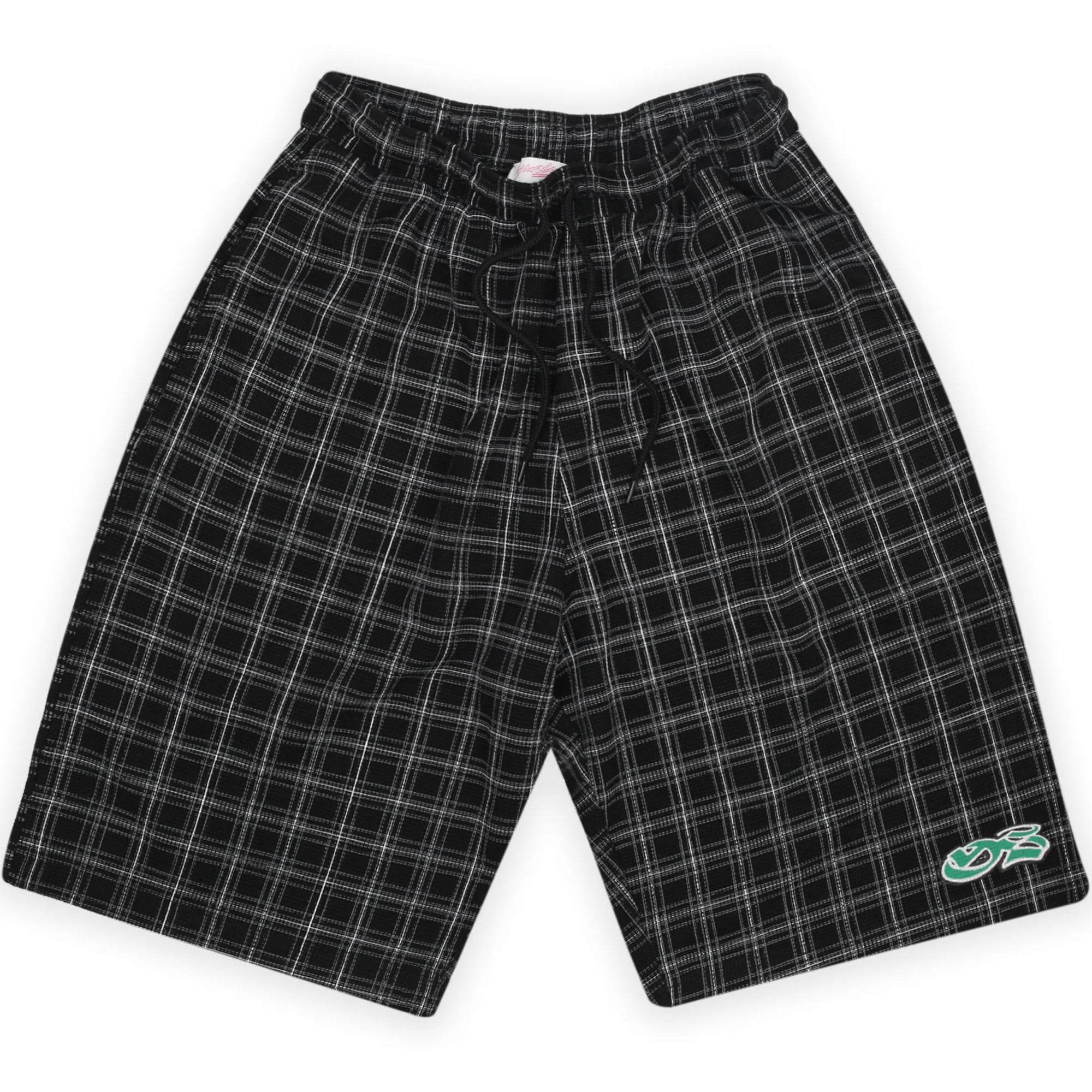 Yardsale Check Waffle Shorts Black