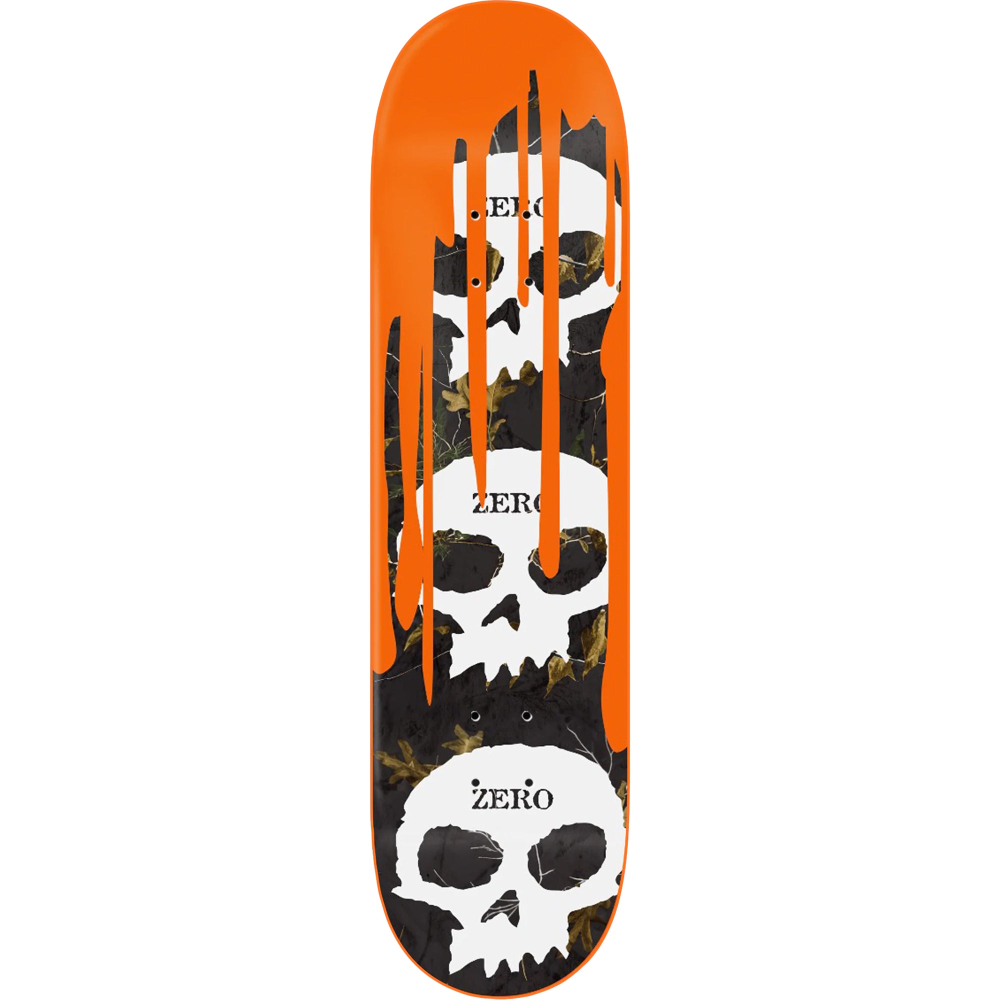 Zero x Realtree 3 Skull Blood Orange Dip Skateboard Deck 8.25"