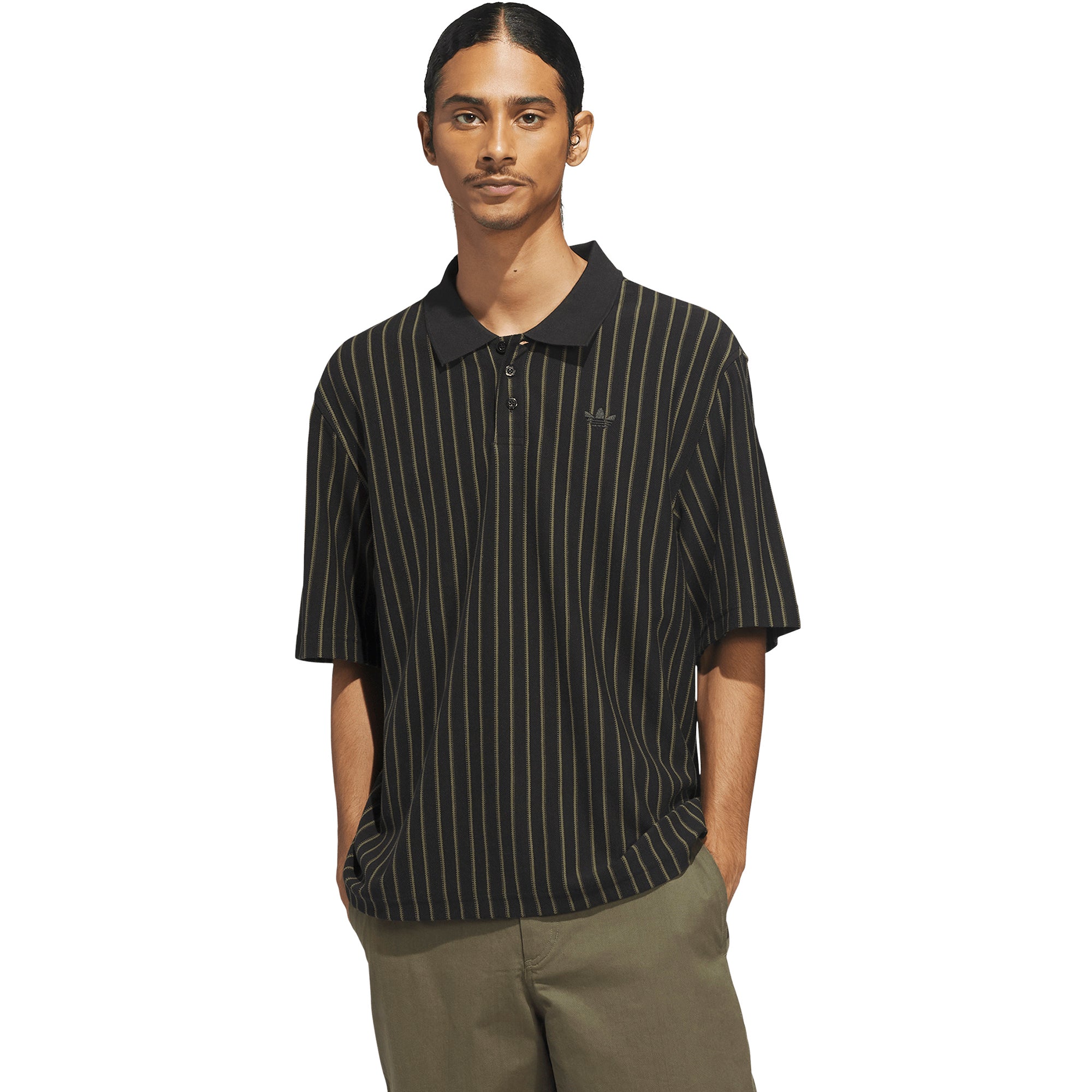 adidas Classic Polo Shirt Black/Olive Strata