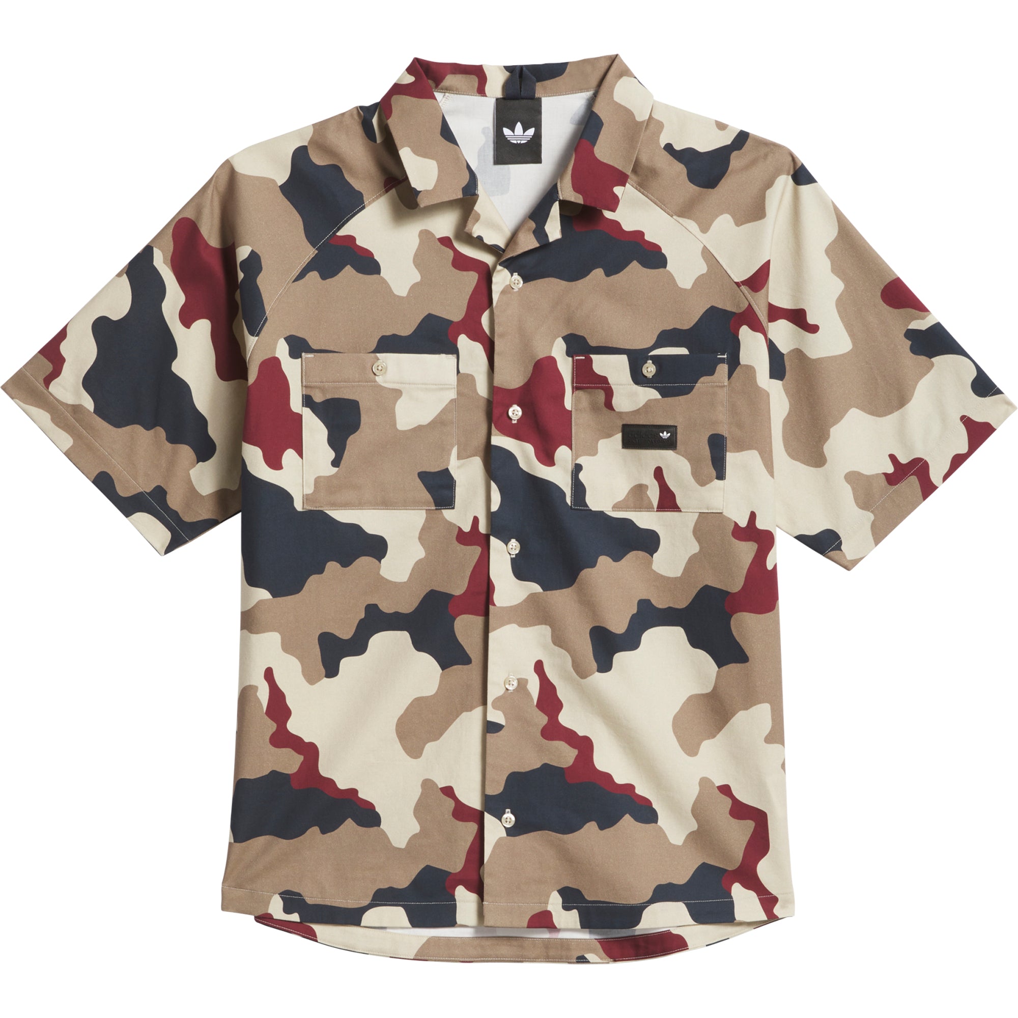 adidas FS+ Button Up Shirt Khaki Three/Khaki Six/Aurora Ink/Shadow Red