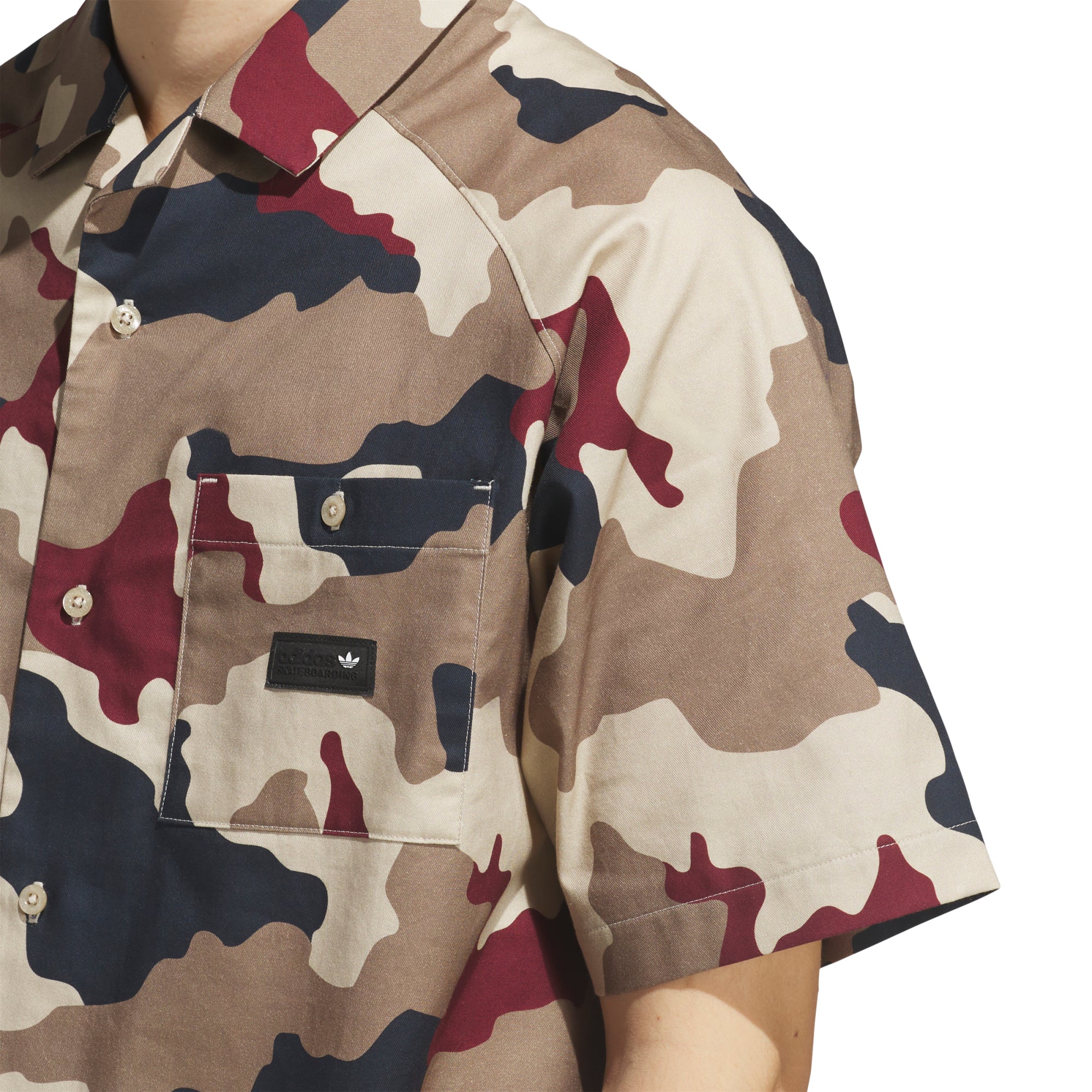 adidas FS+ Button Up Shirt Khaki Three/Khaki Six/Aurora Ink/Shadow Red