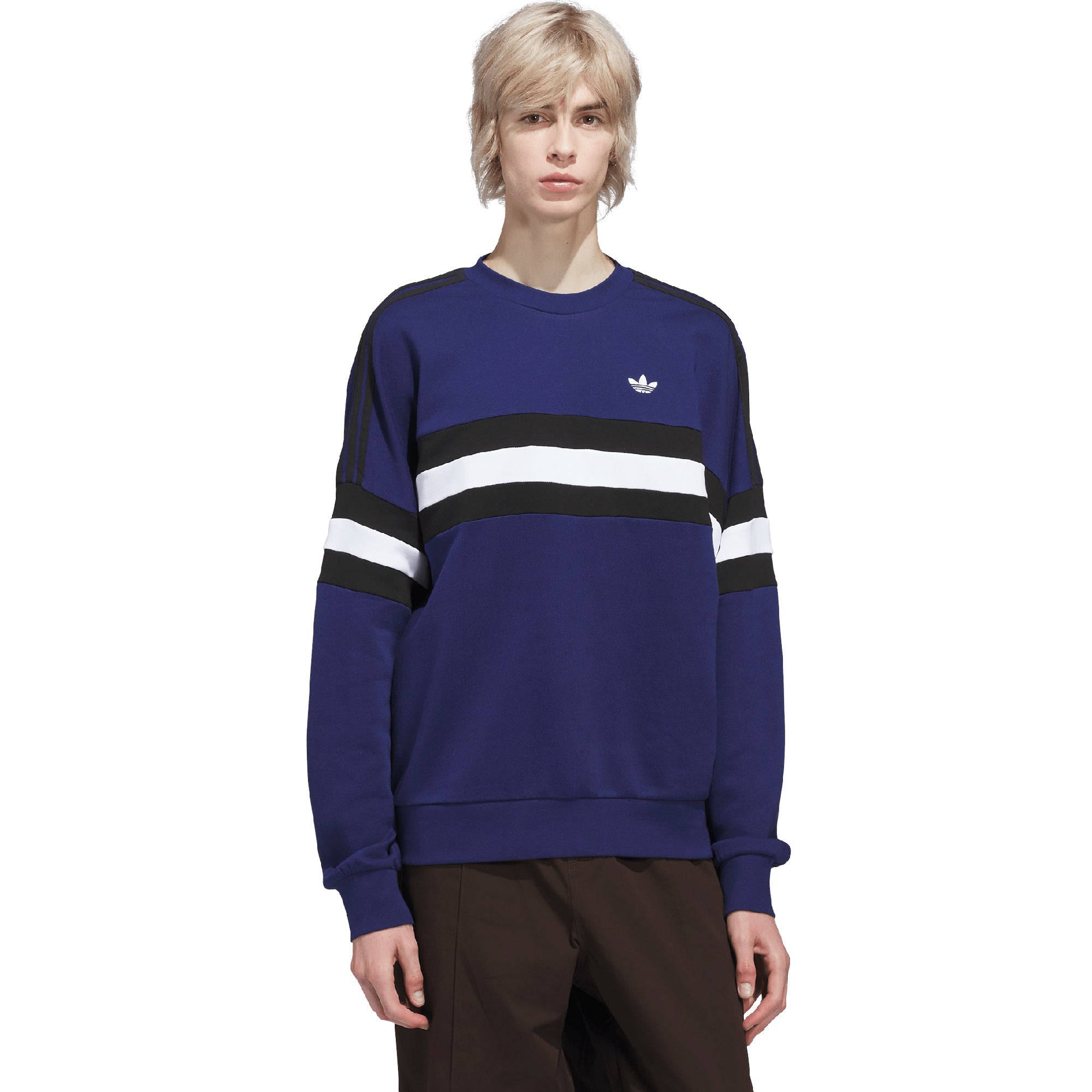 adidas Vintage Inspired Crewneck Sweatshirt Dark Blue/Black/White