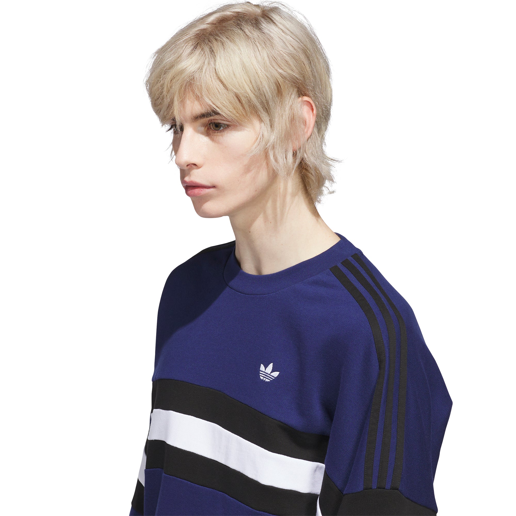 adidas Vintage Inspired Crewneck Sweatshirt Dark Blue/Black/White