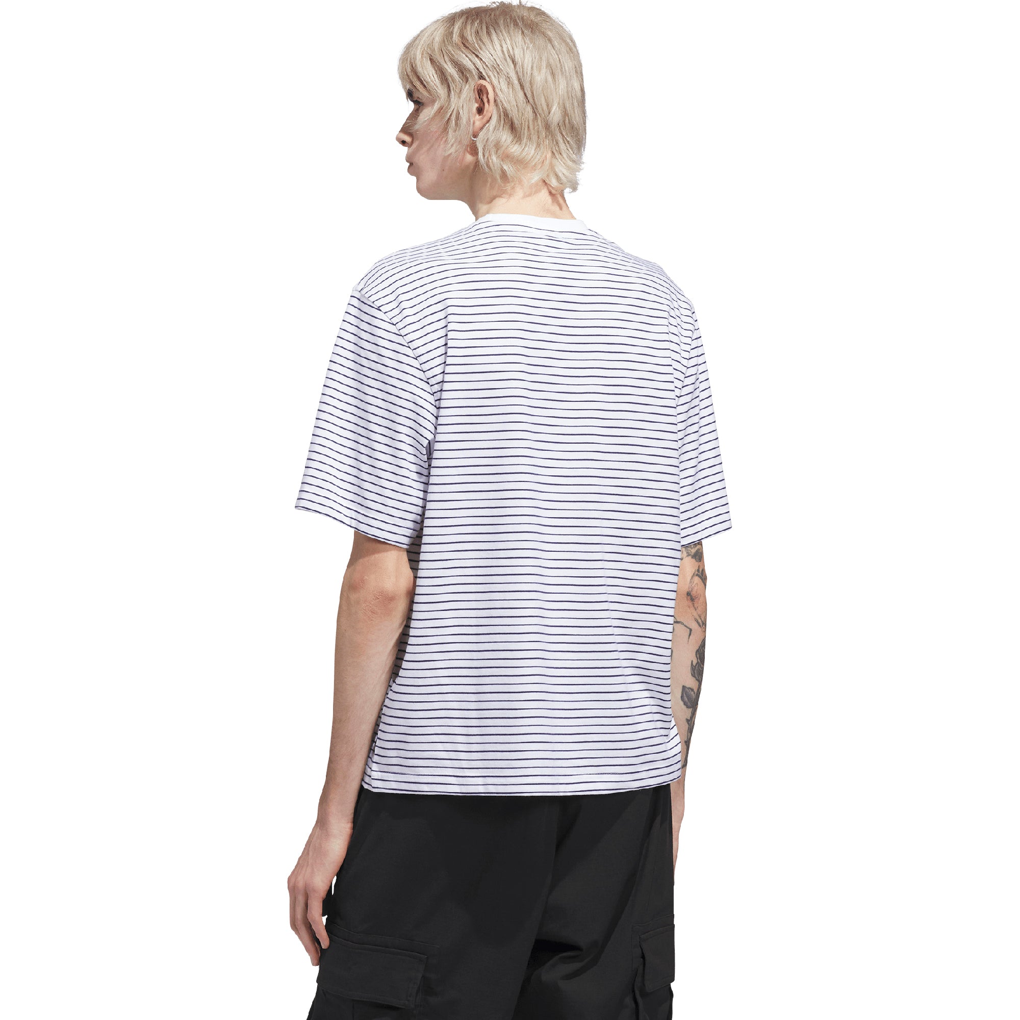 adidas Yarn Dye Tee White/Dark Blue