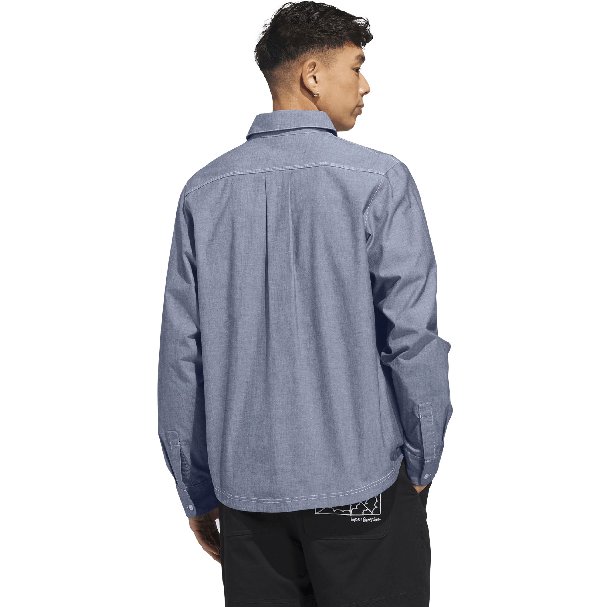 adidas x Mark Gonzales Long Sleeve Button Up Shirt Aurora Ivy/White