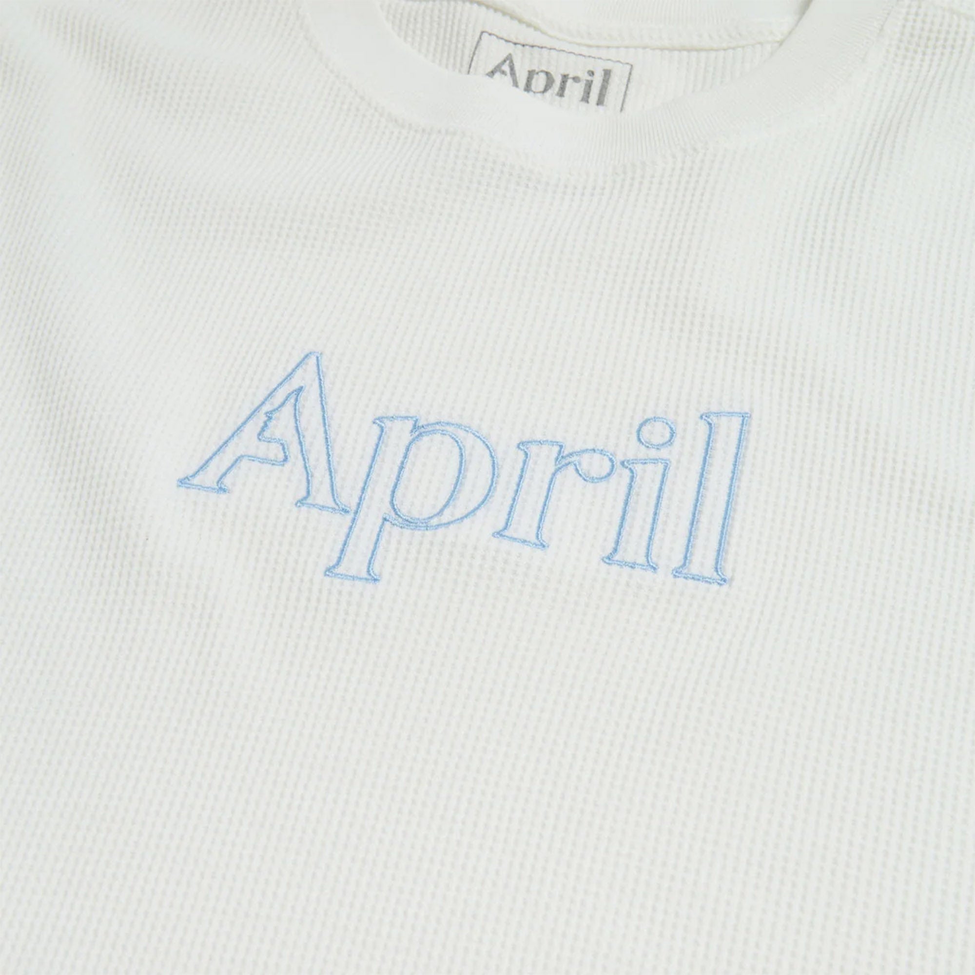 April Embroidered Thermal Longsleeve Tee White