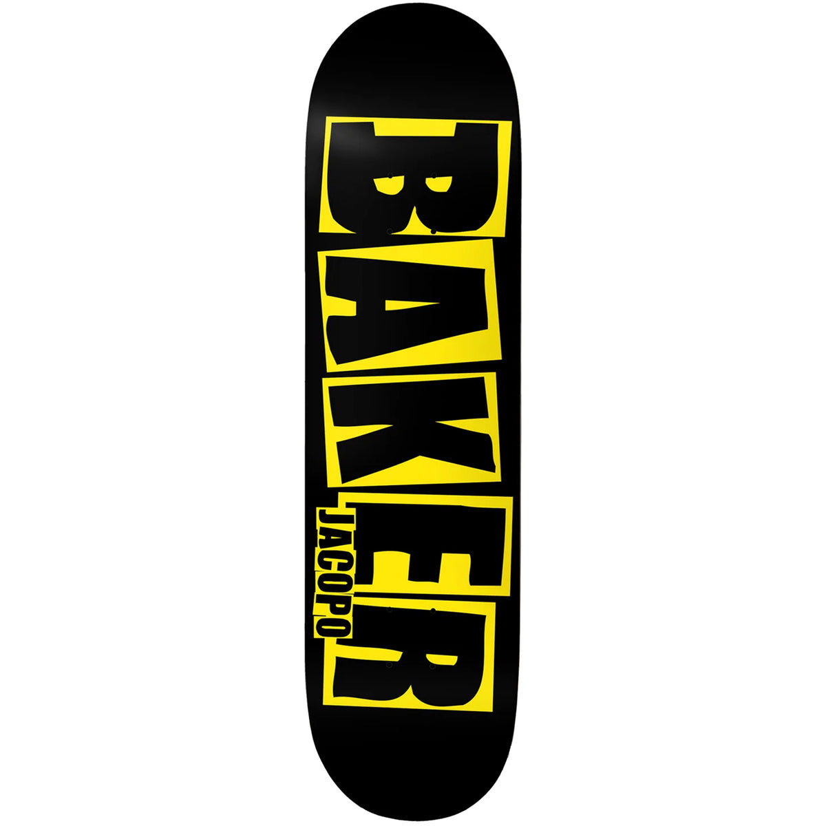 Baker Jacopo Carozzi Brand Logo Danger Yellow Skateboard Deck 8"