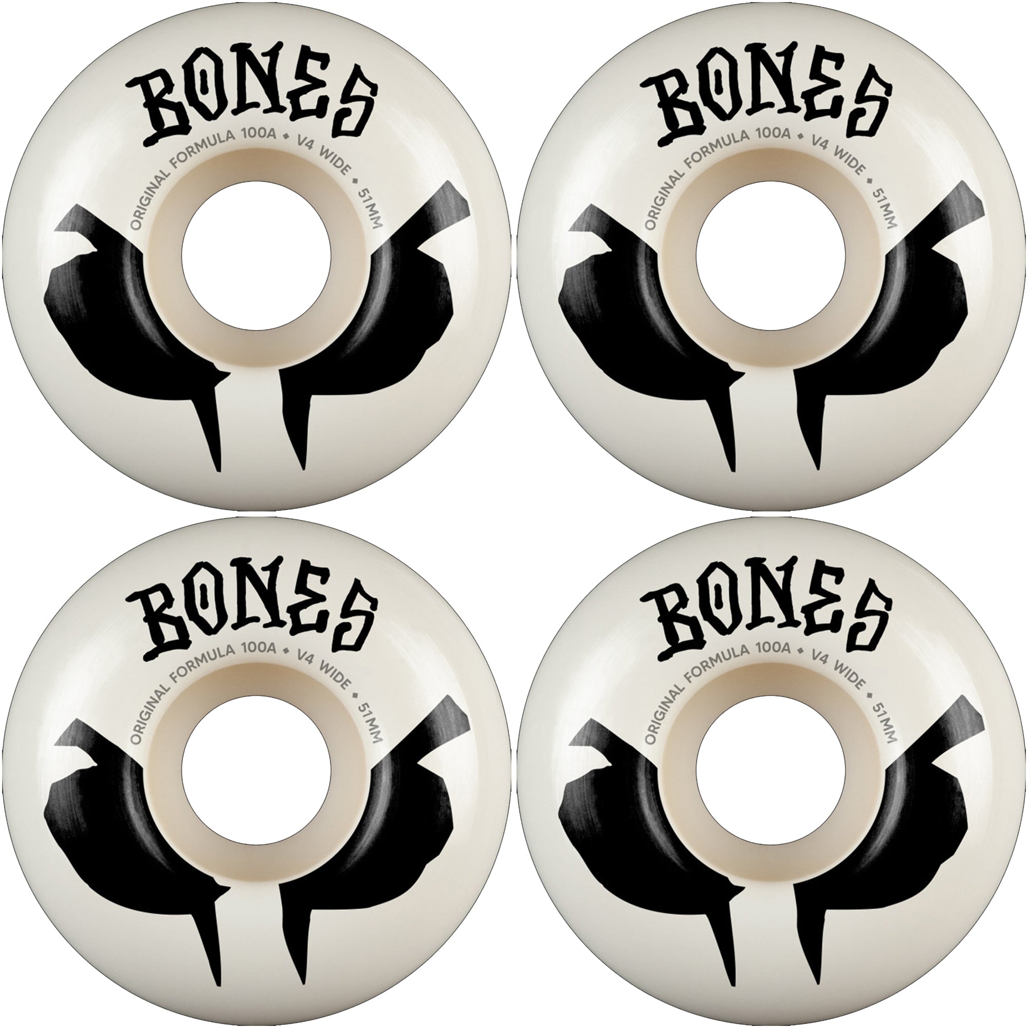 Bones OG Formula 100A V4 Wide Skateboard Wheels White 51mm