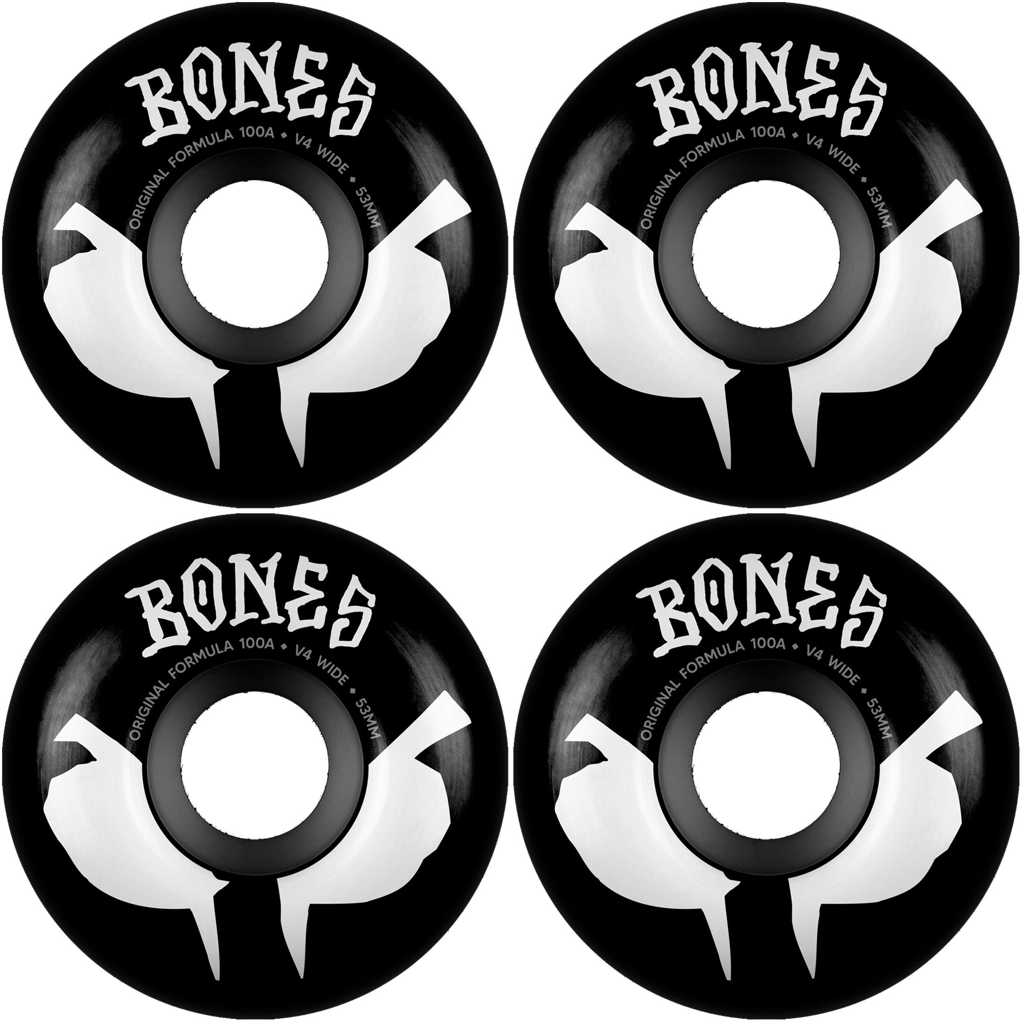 Bones OG Formula 100A V4 Wide Skateboard Wheels Black 53mm