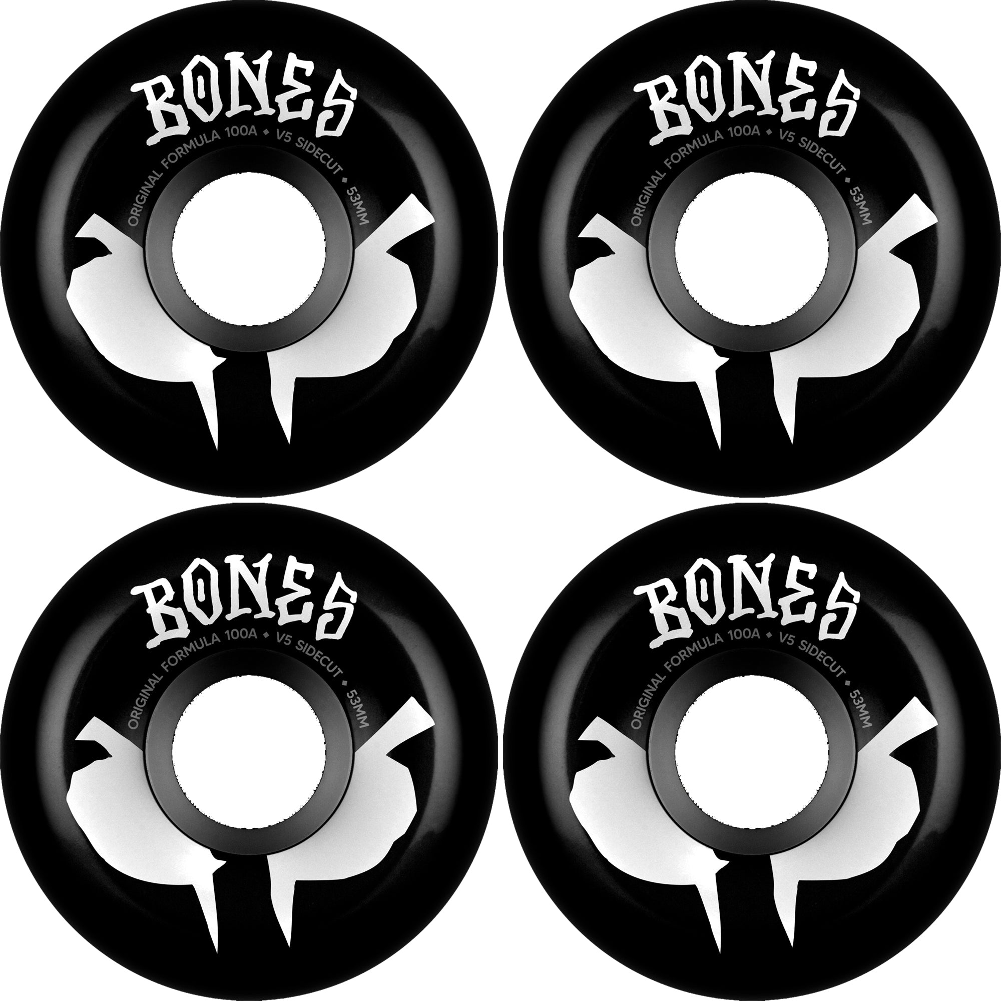 Bones OG Formula 100A V5 Sidecut Skateboard Wheels Black 53mm