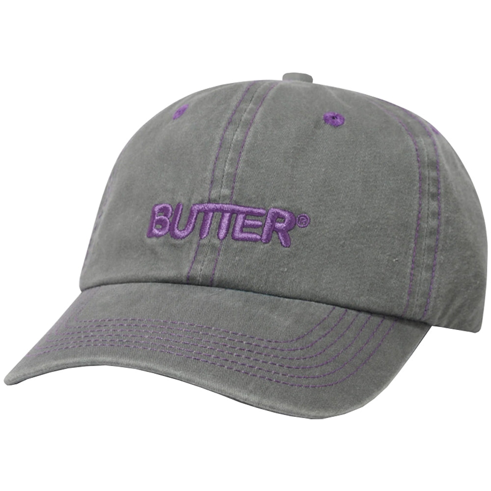 Butter Goods Rounded Logo 6 Panel Cap Washed Grey