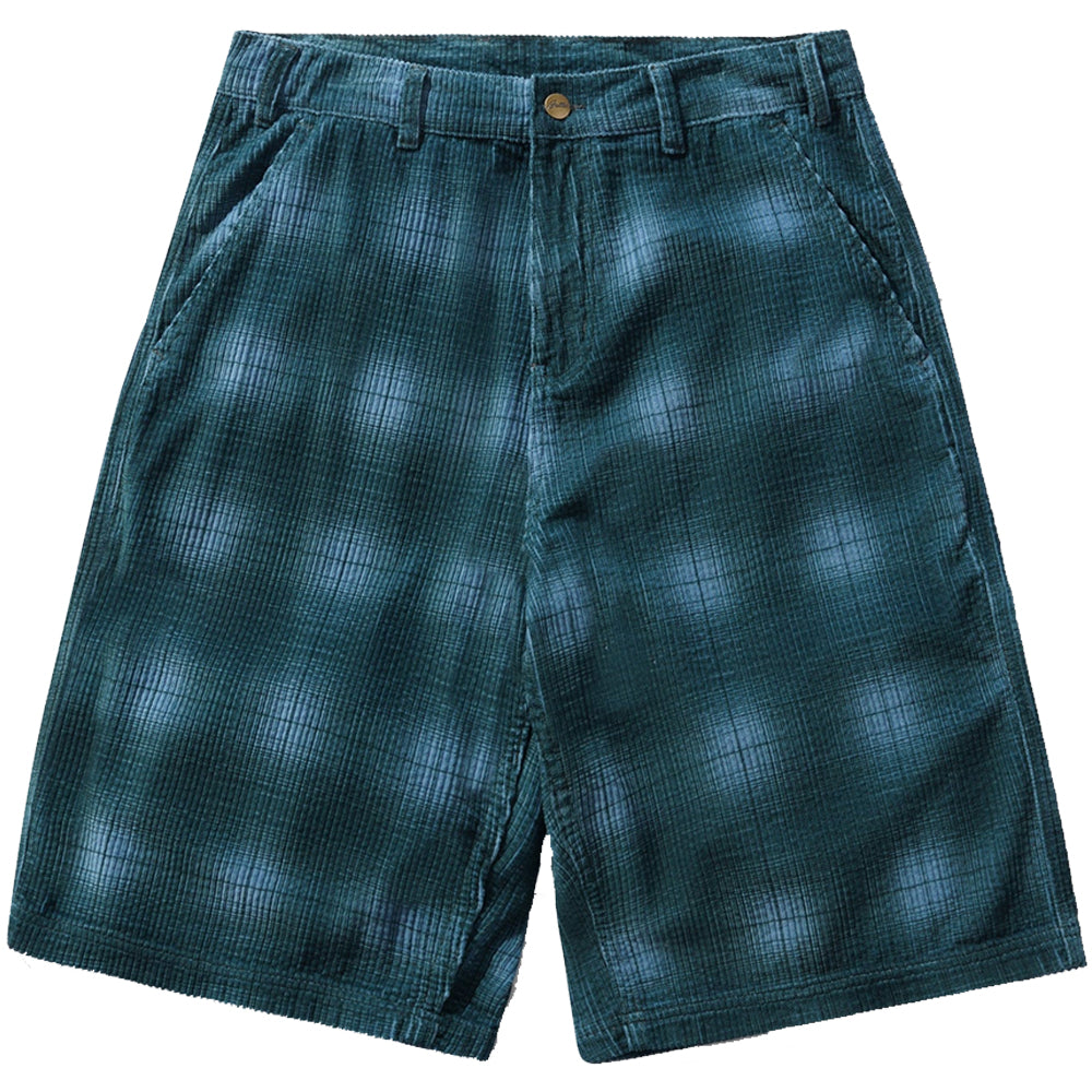 Butter Goods Cord Work Shorts Blue Plaid