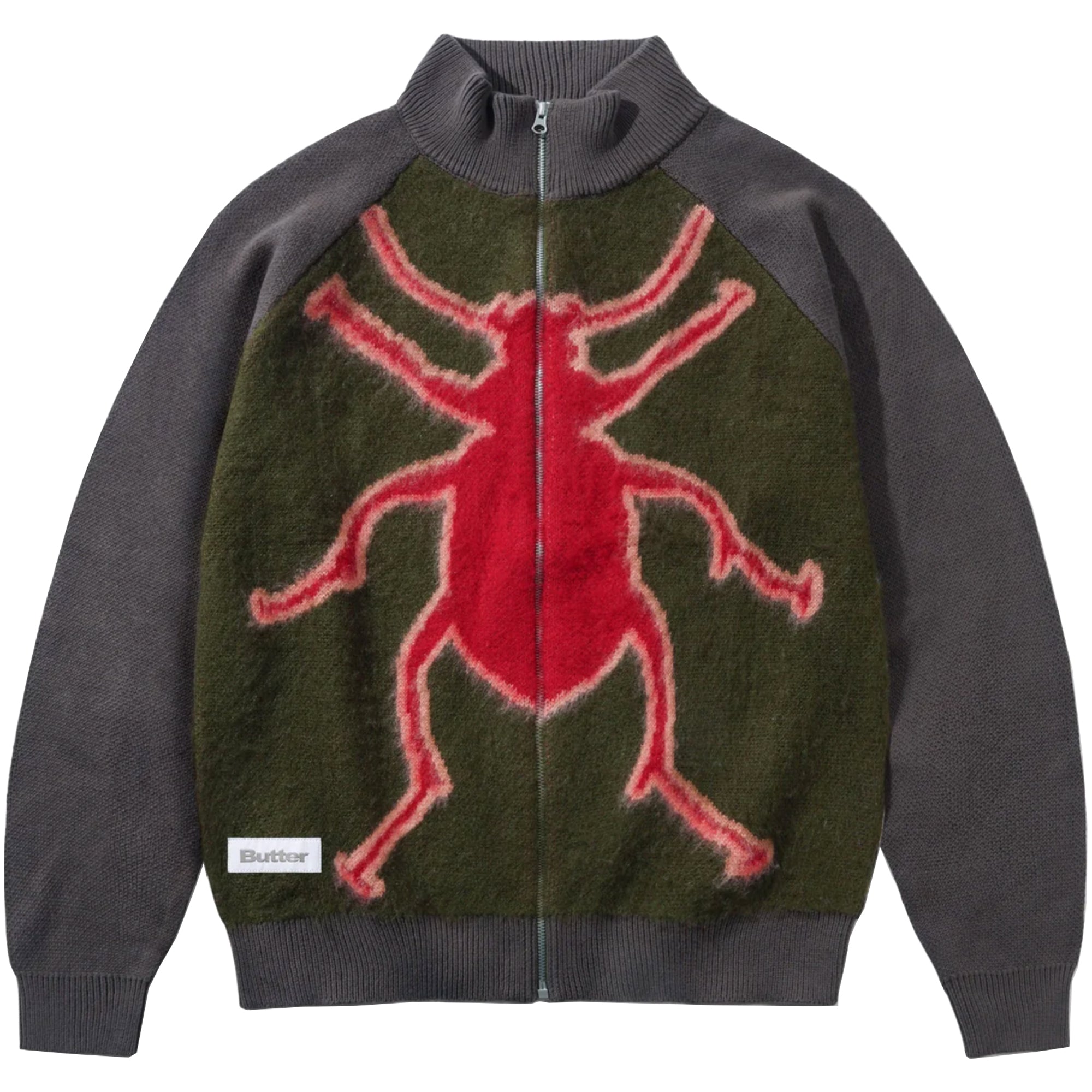 Butter Goods Beetle Zip-Thru Knit Sweater Olive