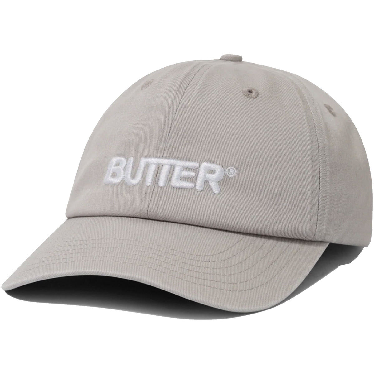 Butter Goods Rounded Logo 6 Panel Cap Washed Light Grey