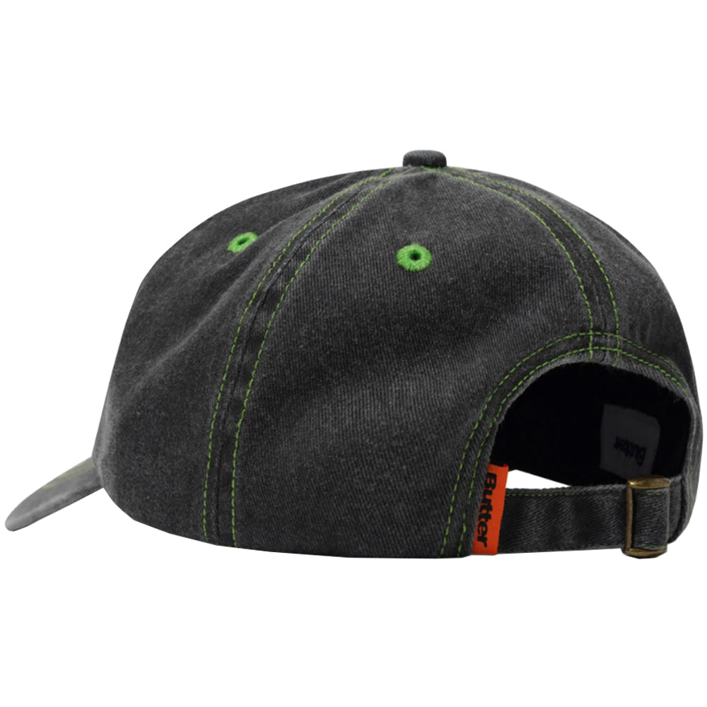 Butter Goods Rounded Logo 6 Panel Cap Washed Black