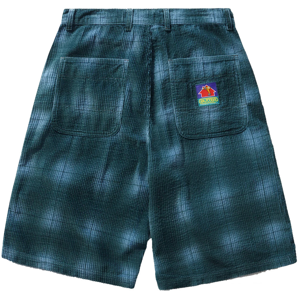 Butter Goods Cord Work Shorts Blue Plaid