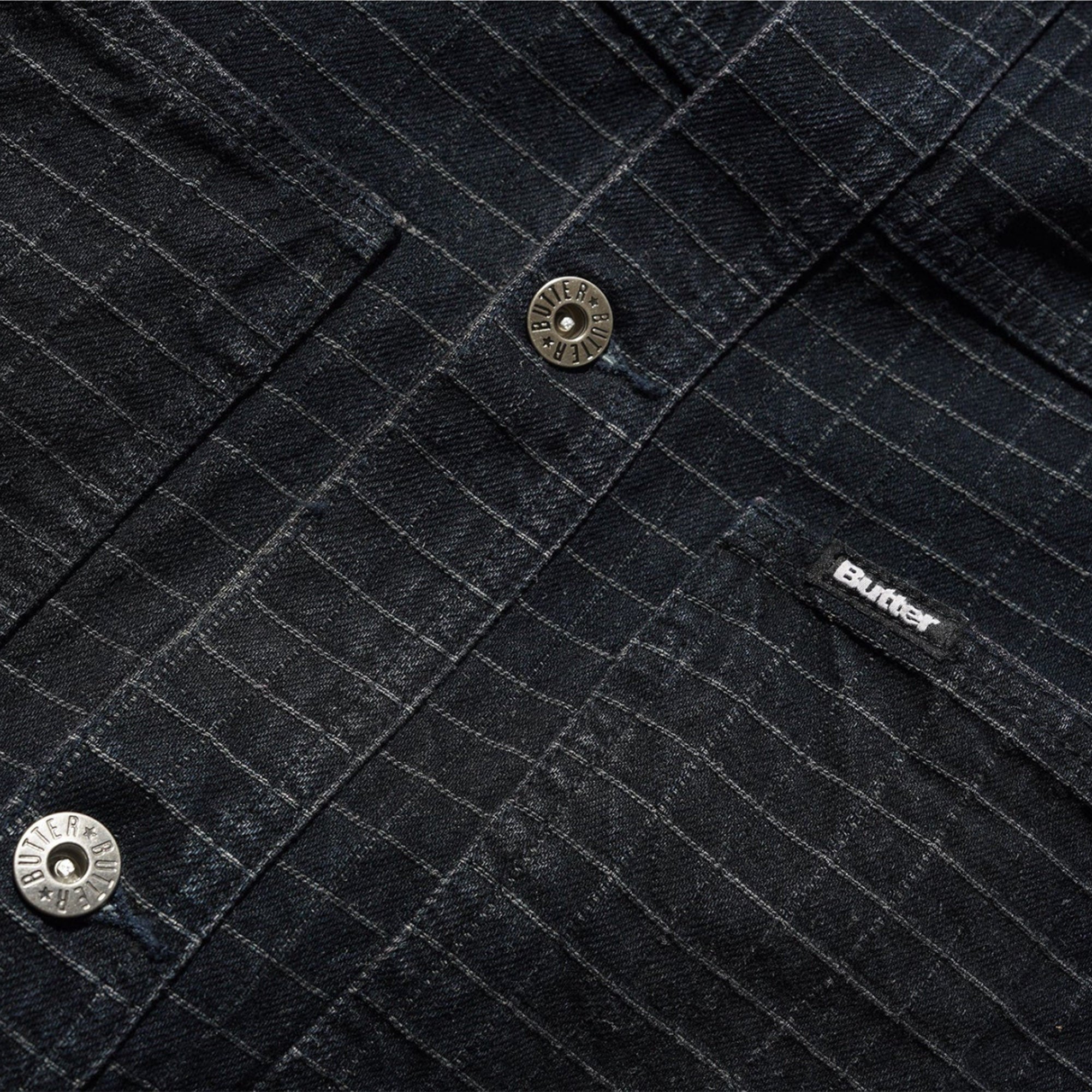 Butter Goods Grid Denim Jacket Overdye Black