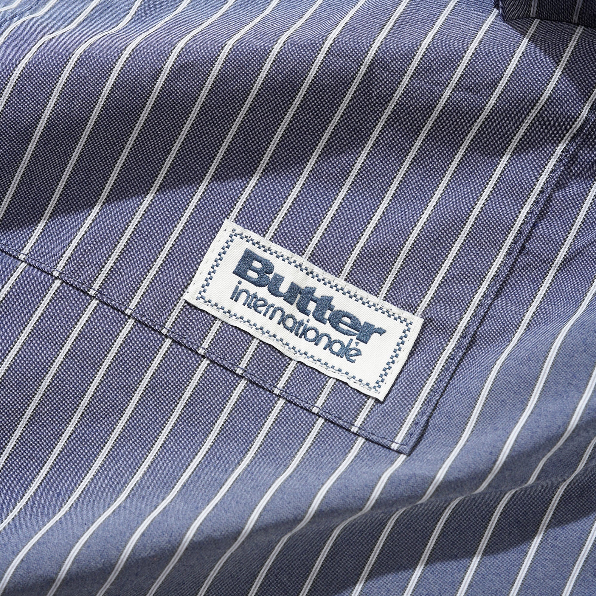 Butter Goods Vertical Stripe Short Sleeve Shirt Stone Blue