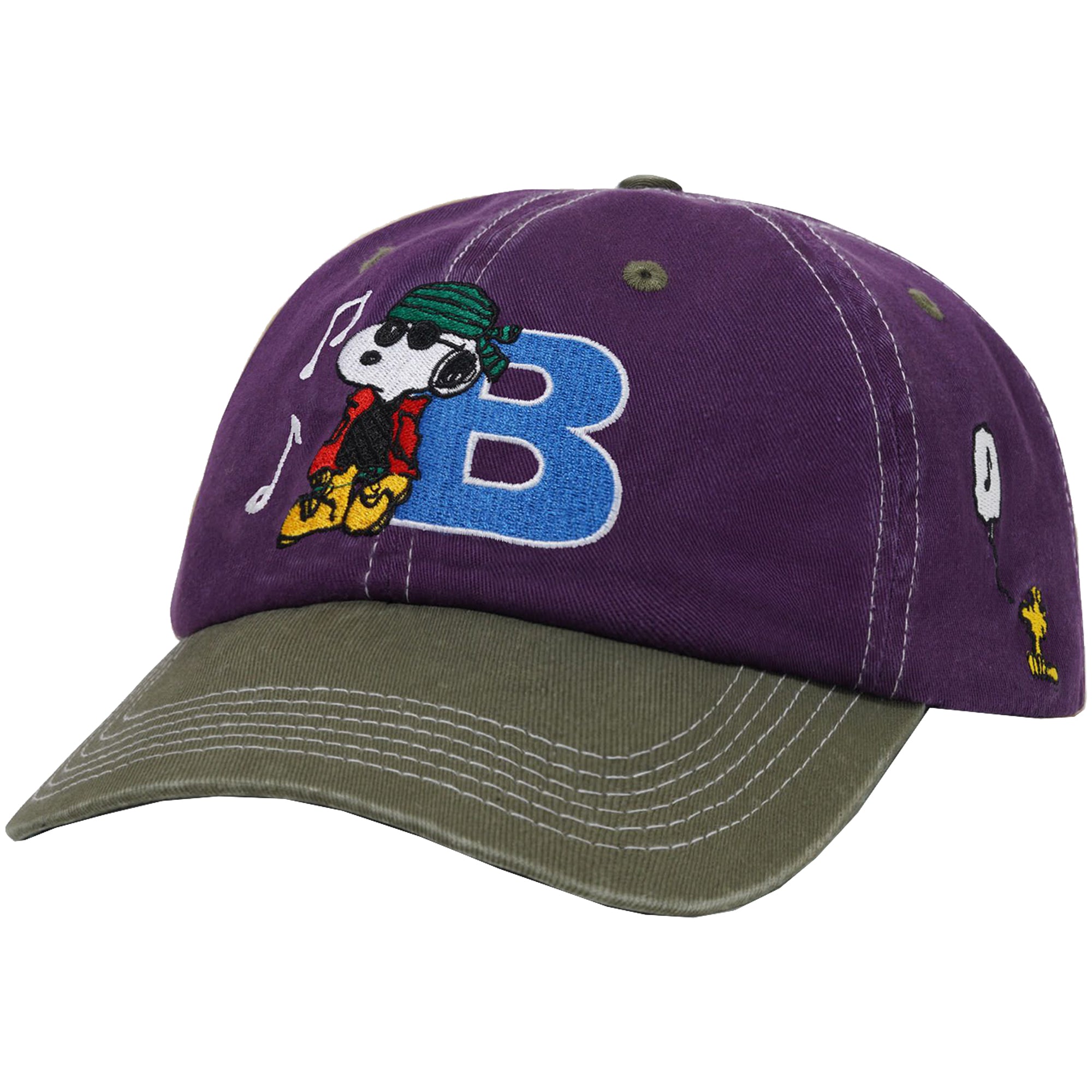 Butter Goods x Peanuts Music Snapback Cap Washed Purple/Fern
