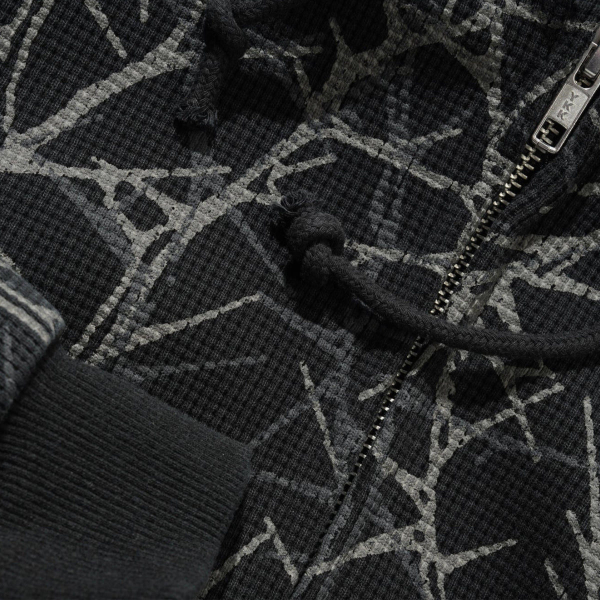Butter Goods Thorn Camo Waffle Zip-Thru Hood Black