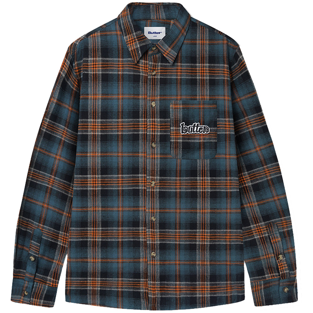 Butter Goods Swirl Plaid Shirt Blue/Orange