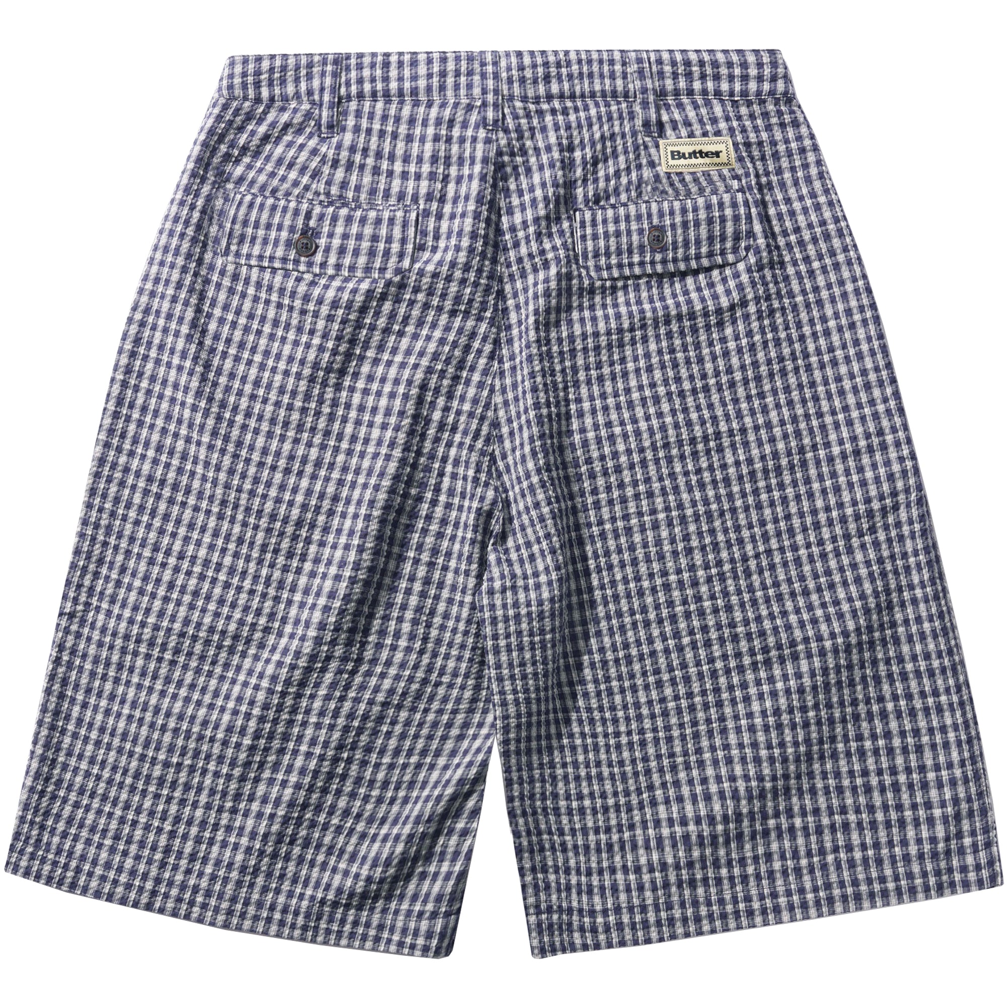 Butter Goods Pleated Shorts Navy Plaid