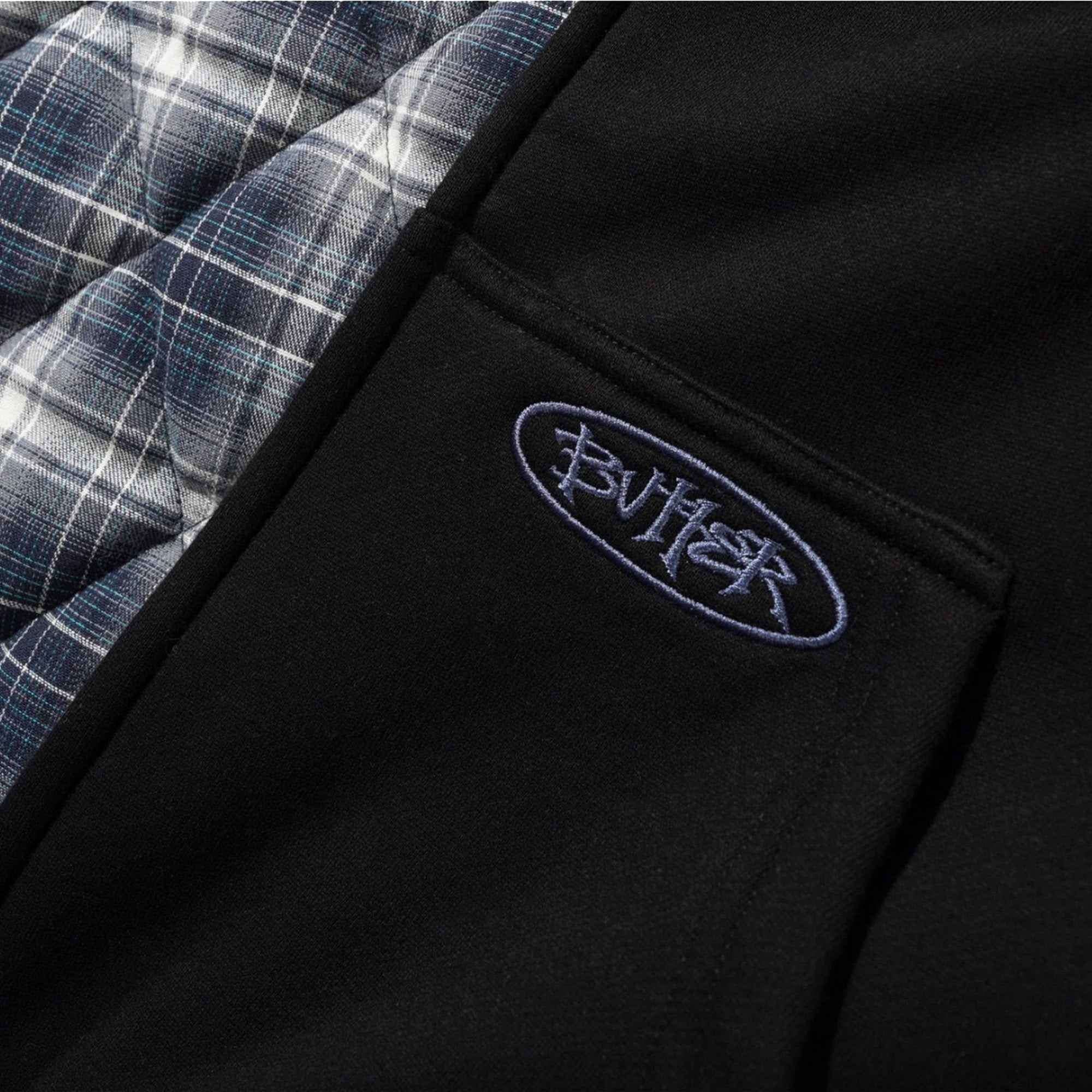 Butter Goods Plaid Lined Zip-Thru Hood Black
