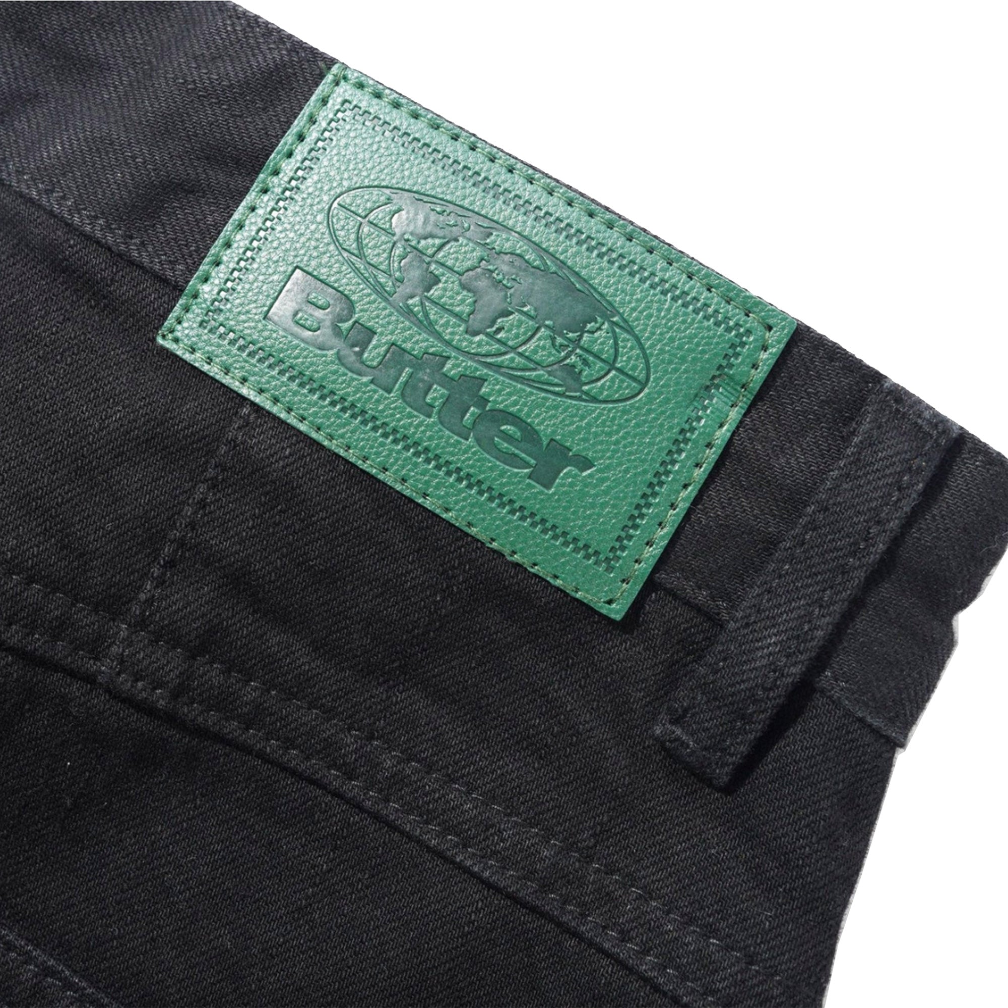 Butter Goods Wide Cut Denim Jeans Flat Black Selvedge