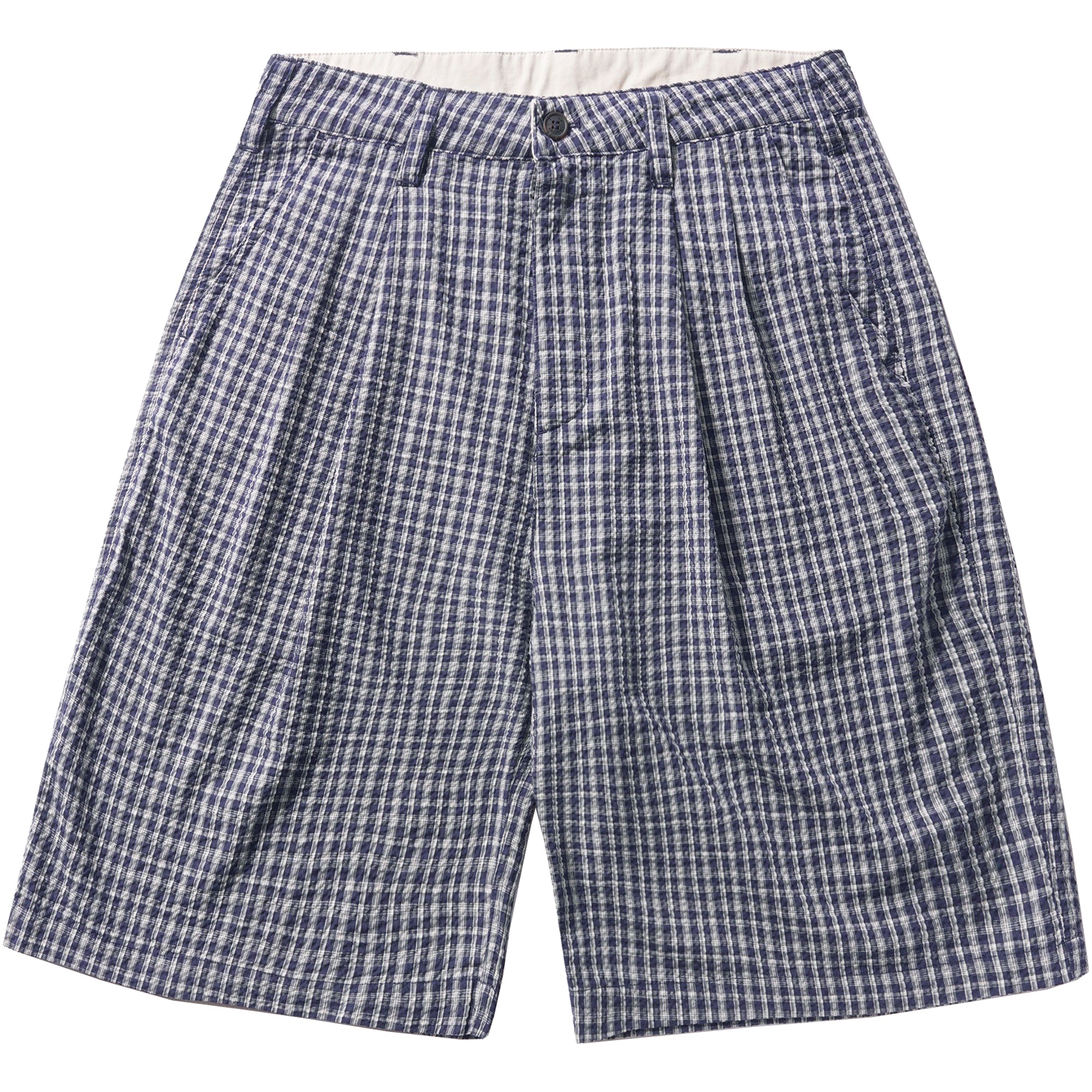 Butter Goods Pleated Shorts Navy Plaid