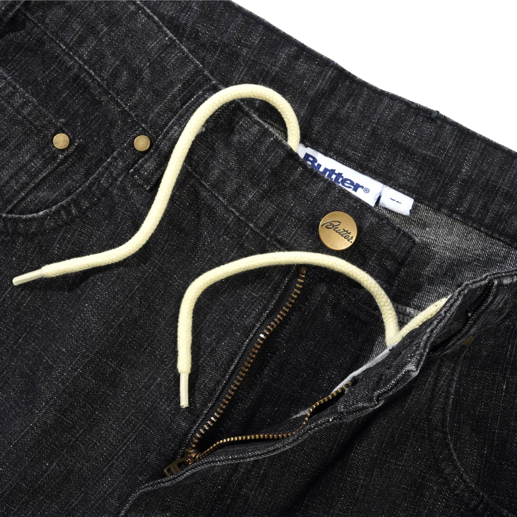 Butter Goods Wide Cut Denim Jeans Streaky Black Wash