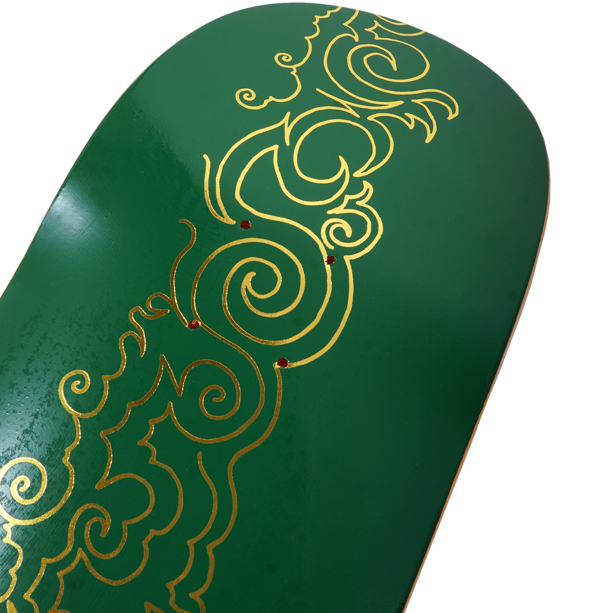 Skateboard Cafe Clouds Forest Green/Gold Foil Skateboard Deck 8.25"
