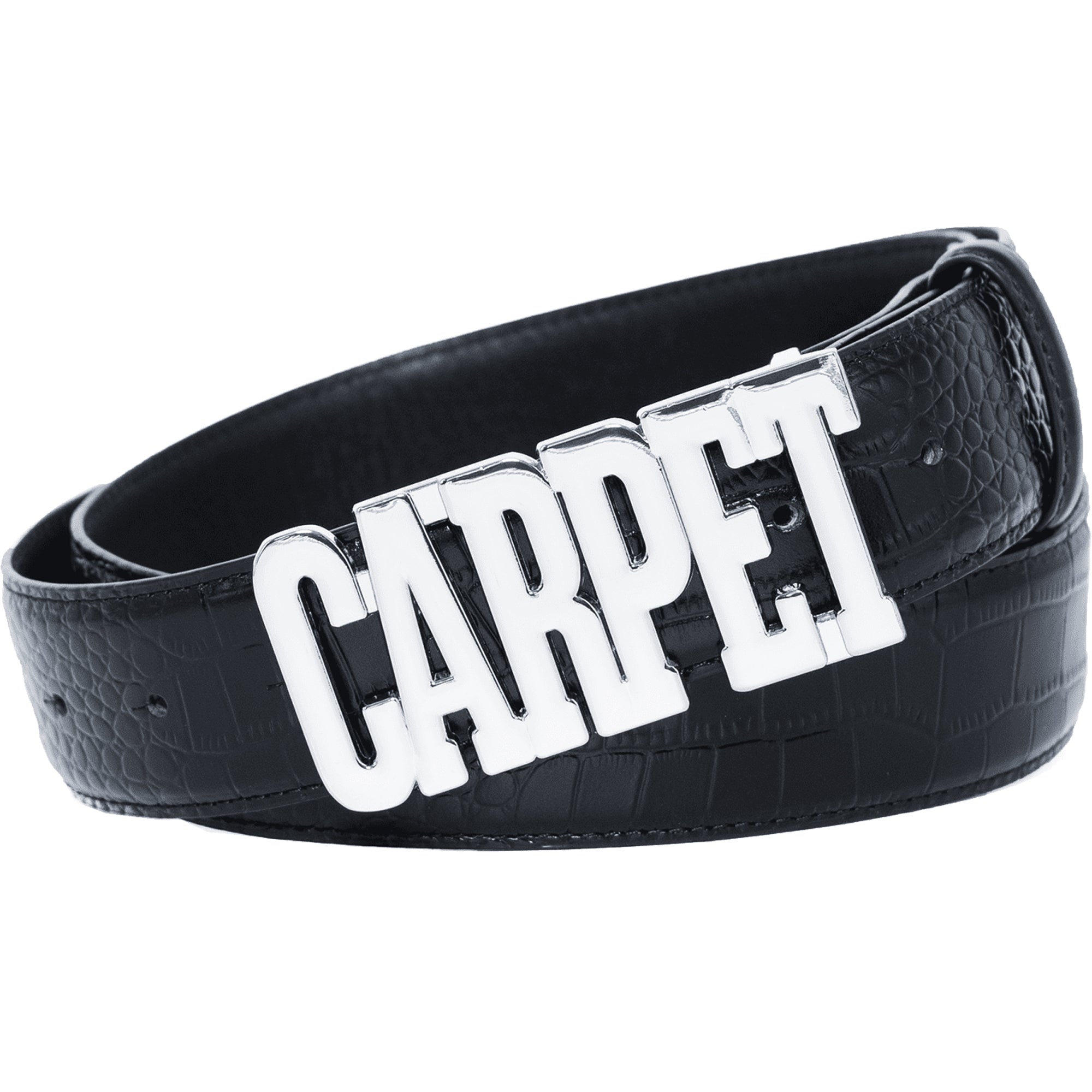 Carpet Company Crocskin Leather Belt Black